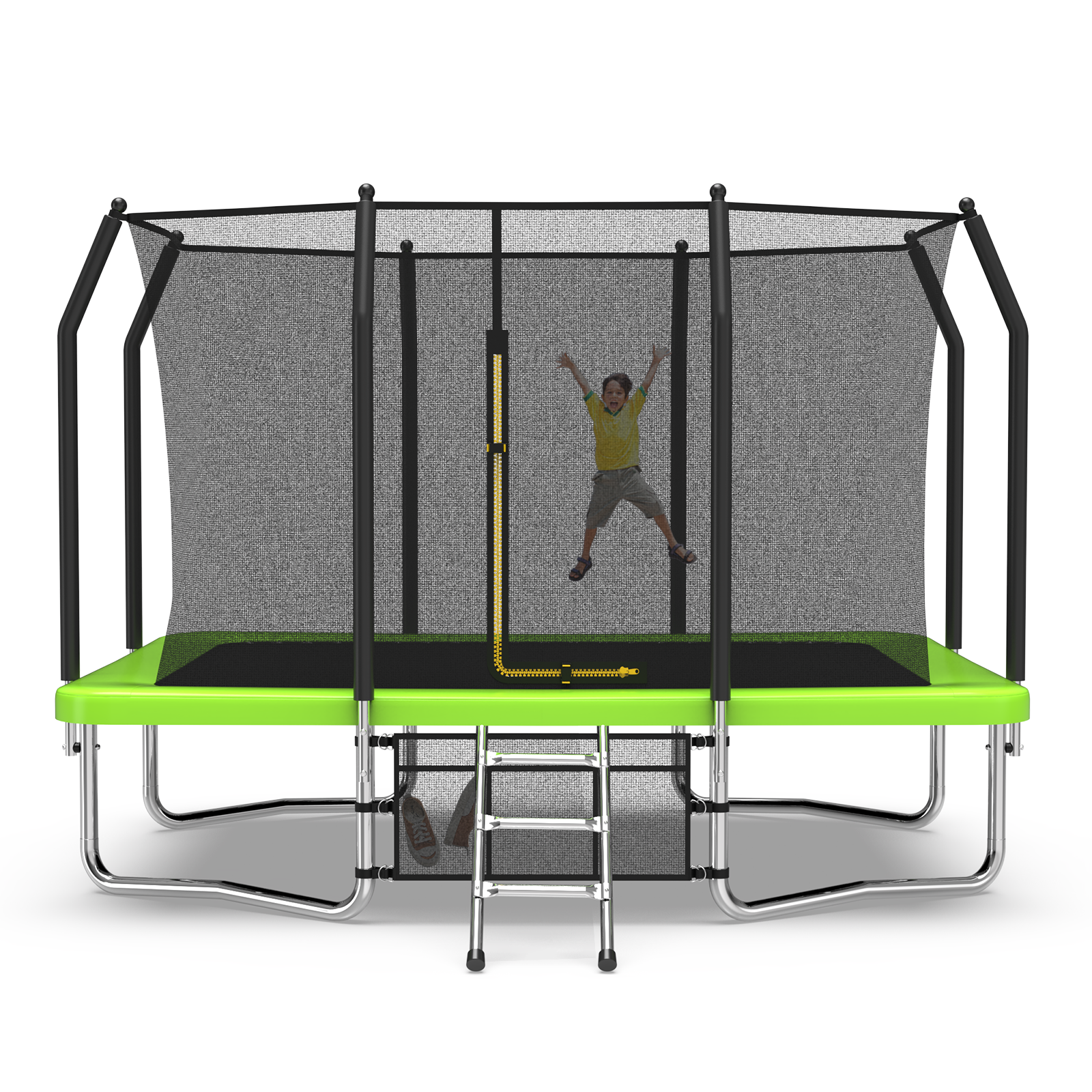 8FT x 11FT Rectangle Outdoor Trampoline, Recreational Trampoline for Kids with Safety Enclosure Net