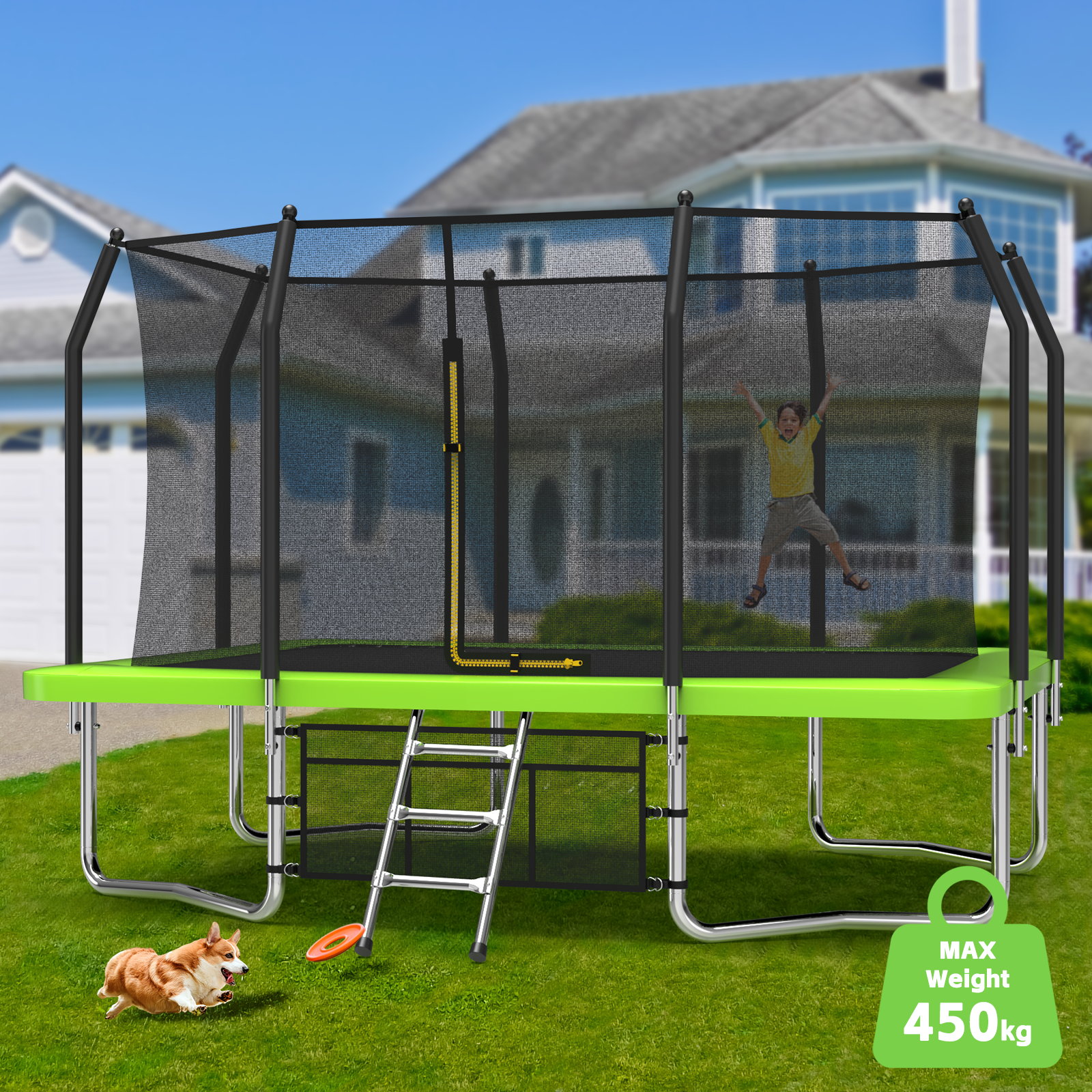 9FT x 12FT Rectangle Trampoline - Perfect Outdoor Trampoline for Kids - Recreational Trampoline