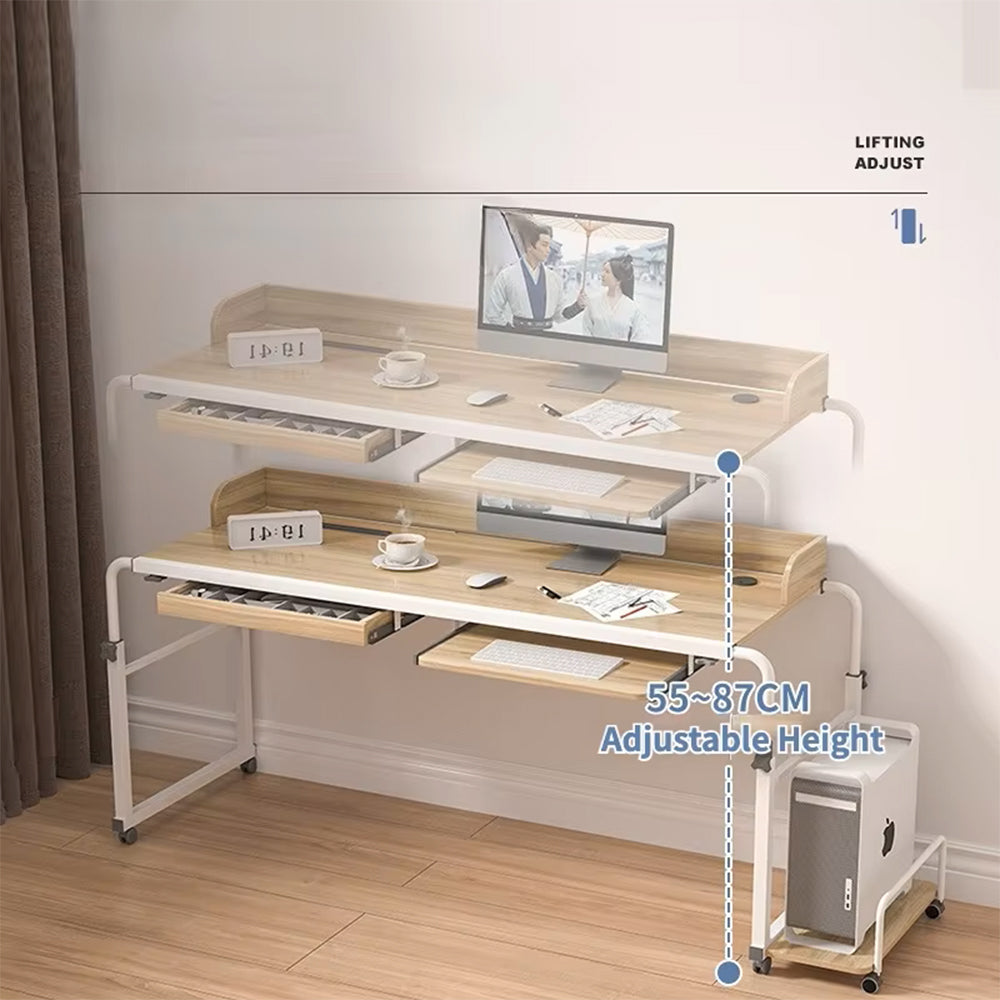 Adjustable Mobile Computer Desk With CPU Holder