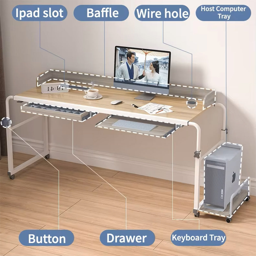 Adjustable Mobile Computer Desk With CPU Holder