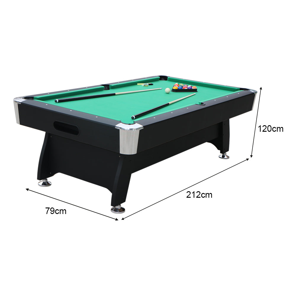 7Ft Billiard table（GREEN），Velvet tablecloth ，with accessories, including 1 set of balls, 2 poles, 1 tripod, 1 brush