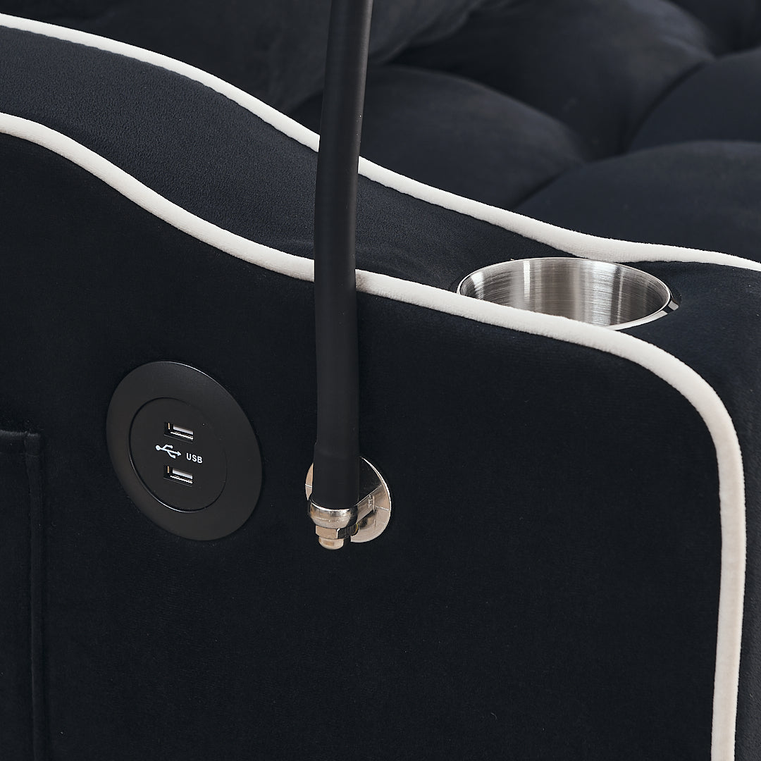 Eeeza Modern Velvet Sofa Bed with Cushions and Phone Holder, 2-seater