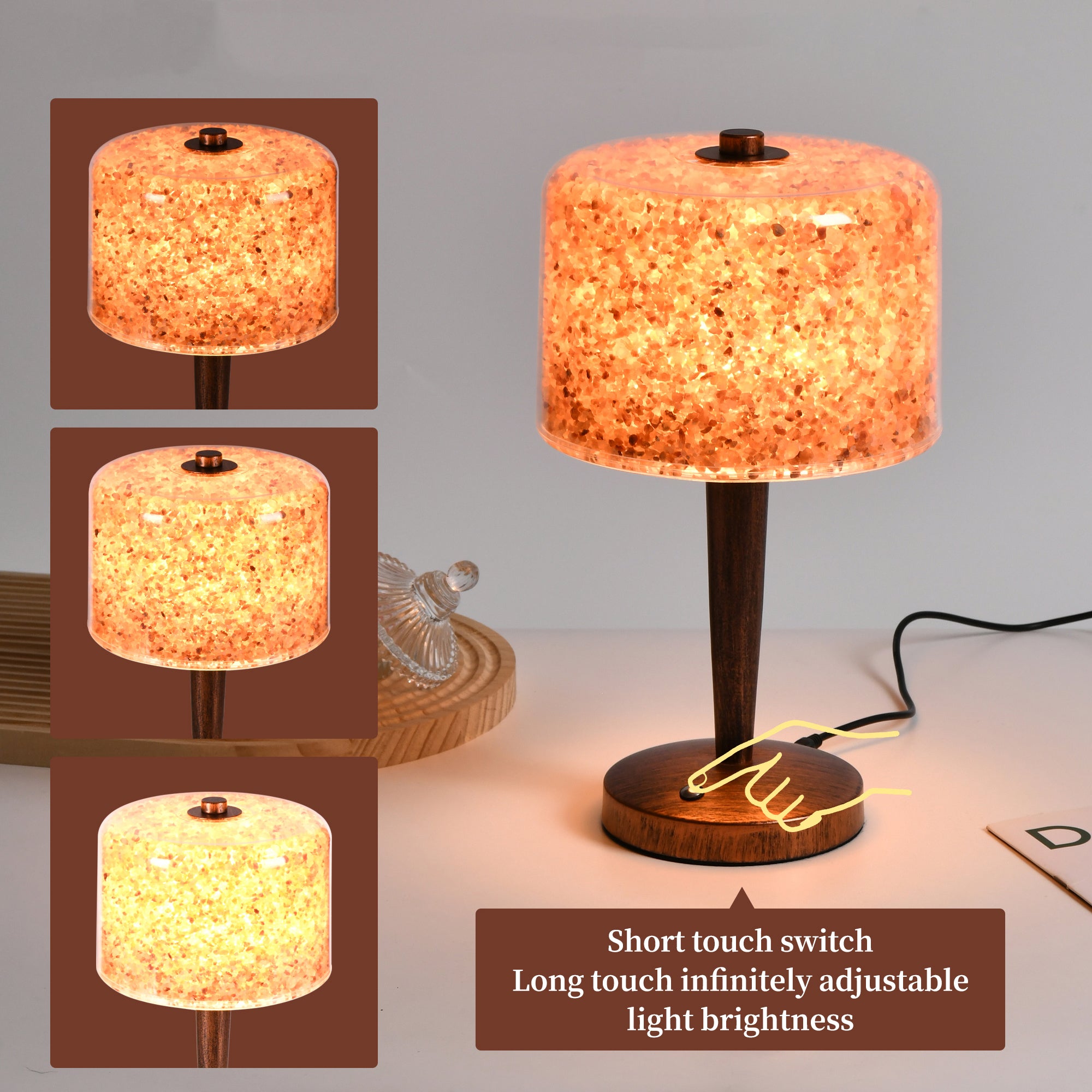 Large Himalayan Salt Lamp (1.6kg) Retro and exquisite craftsmanship, adjustable brightness USB lamp