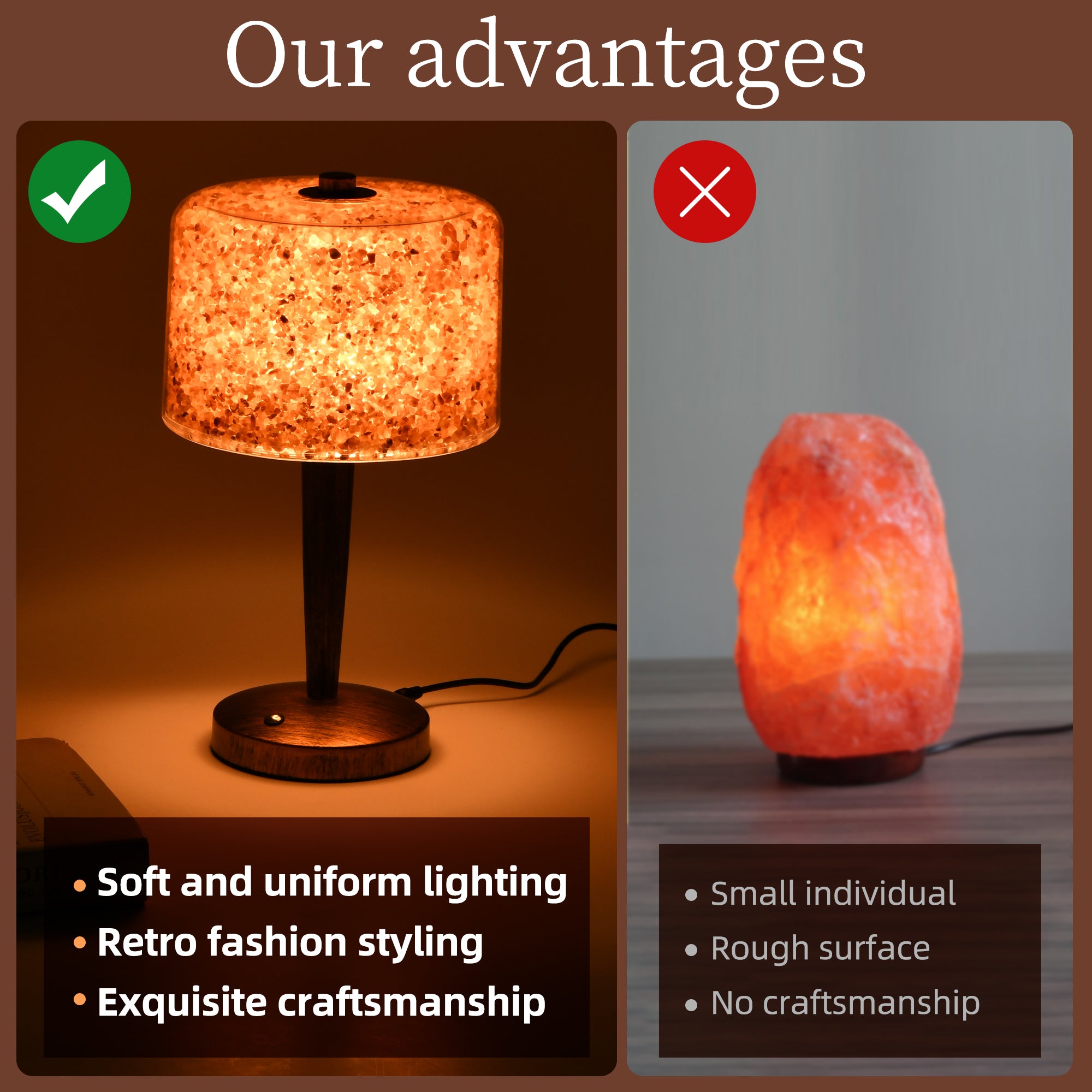 Large Himalayan Salt Lamp (1.6kg) Retro and exquisite craftsmanship, adjustable brightness USB lamp