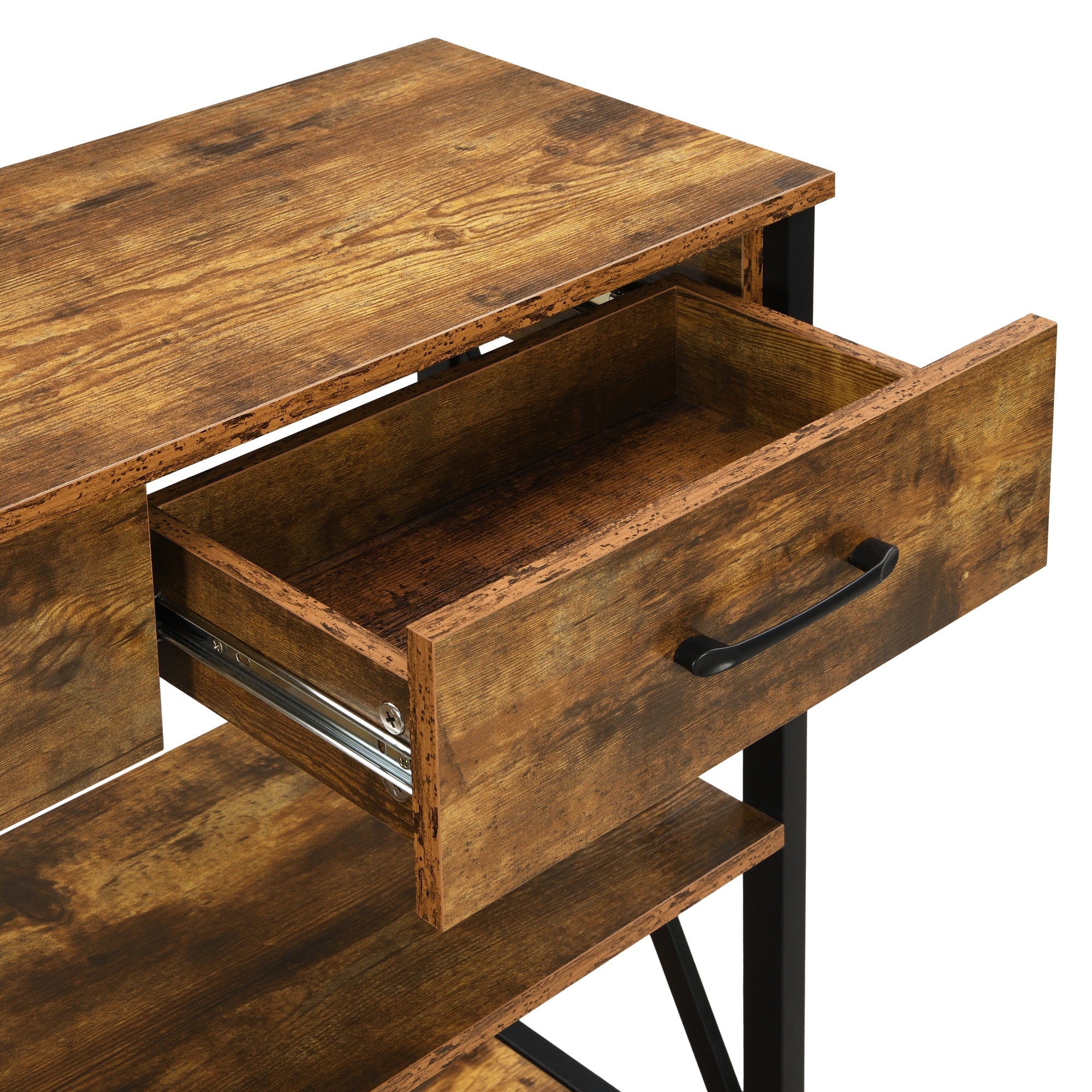Console Table with 3 Drawers and Charging Station