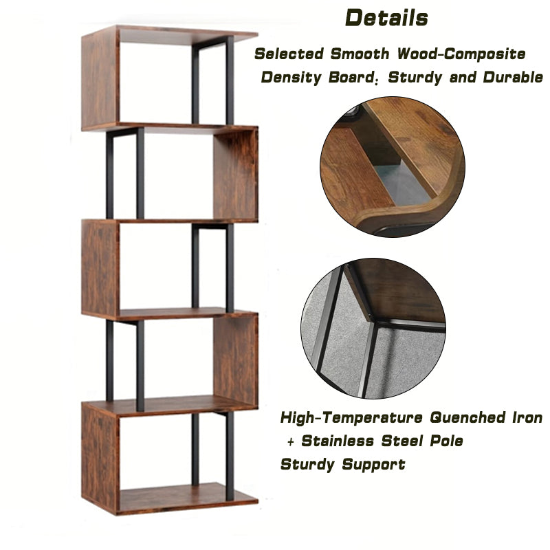 Industrial Vintage Multifunctional Storage Shelf: Sturdy Metal & Wood Construction, Ideal for Office