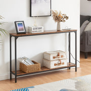 Console Table with Charging Station, 2-Tier Narrow Sofa Table