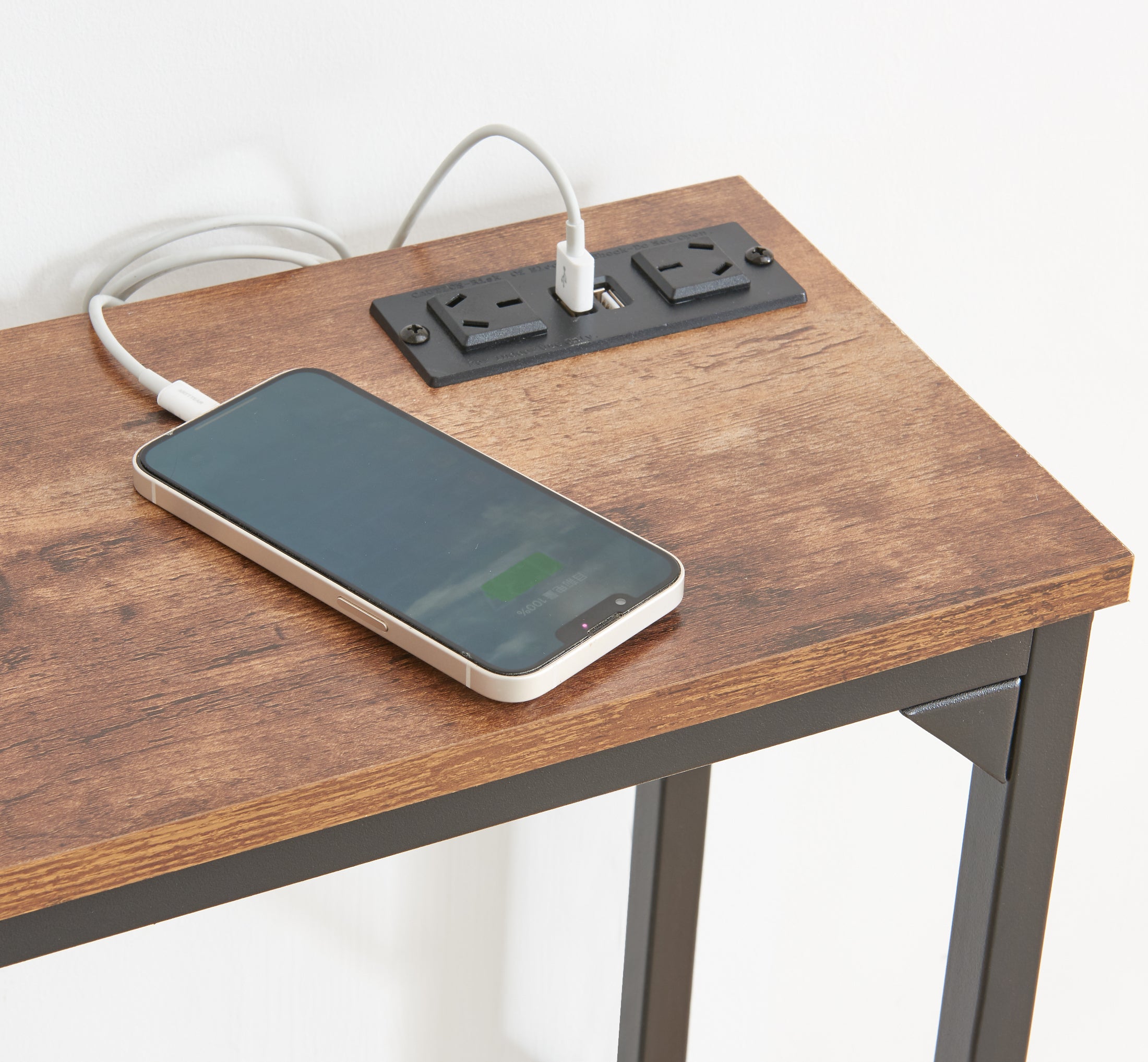 Console Table with Charging Station, 2-Tier Narrow Sofa Table