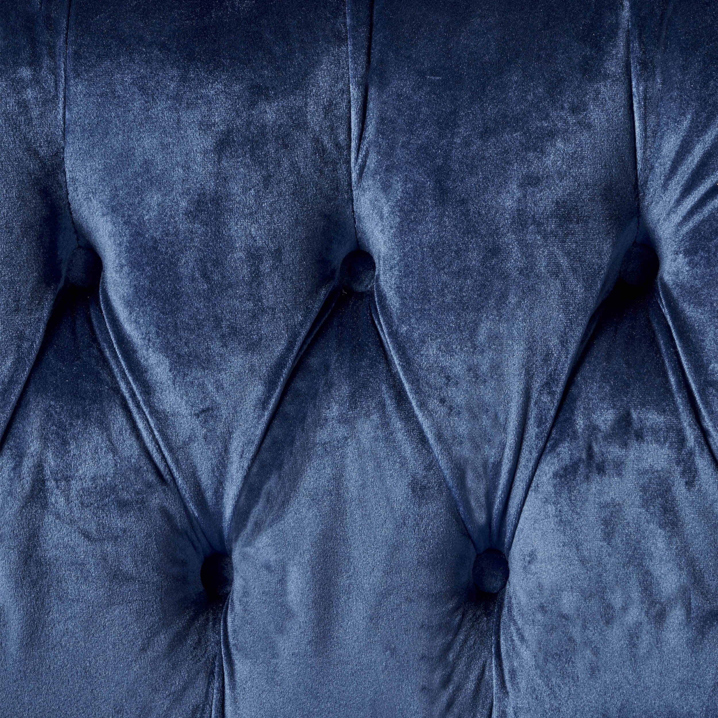 Baroque Style Navy Blue Velvet Loveseat Sofa