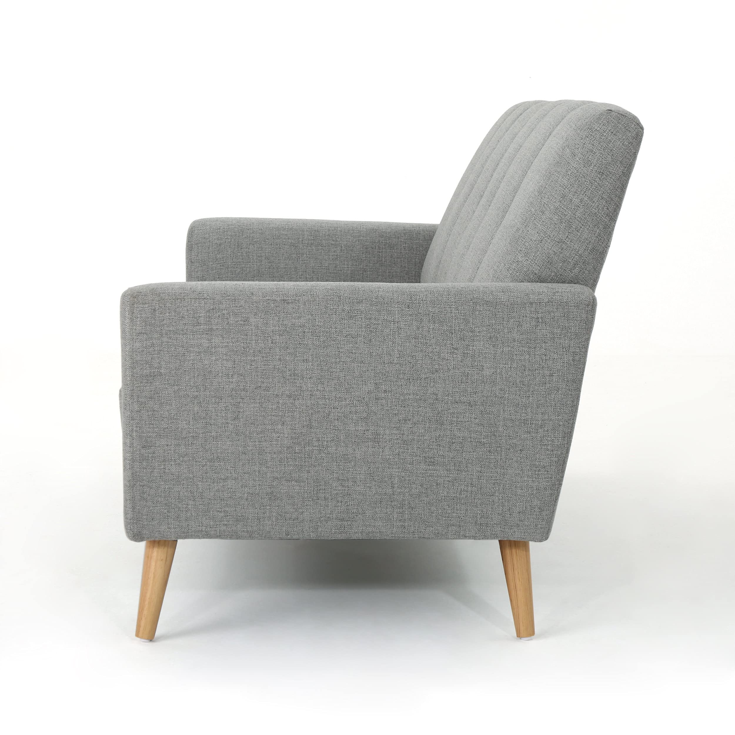 Mid-Century Modern Soft Grey Fabric Loveseat Sofa