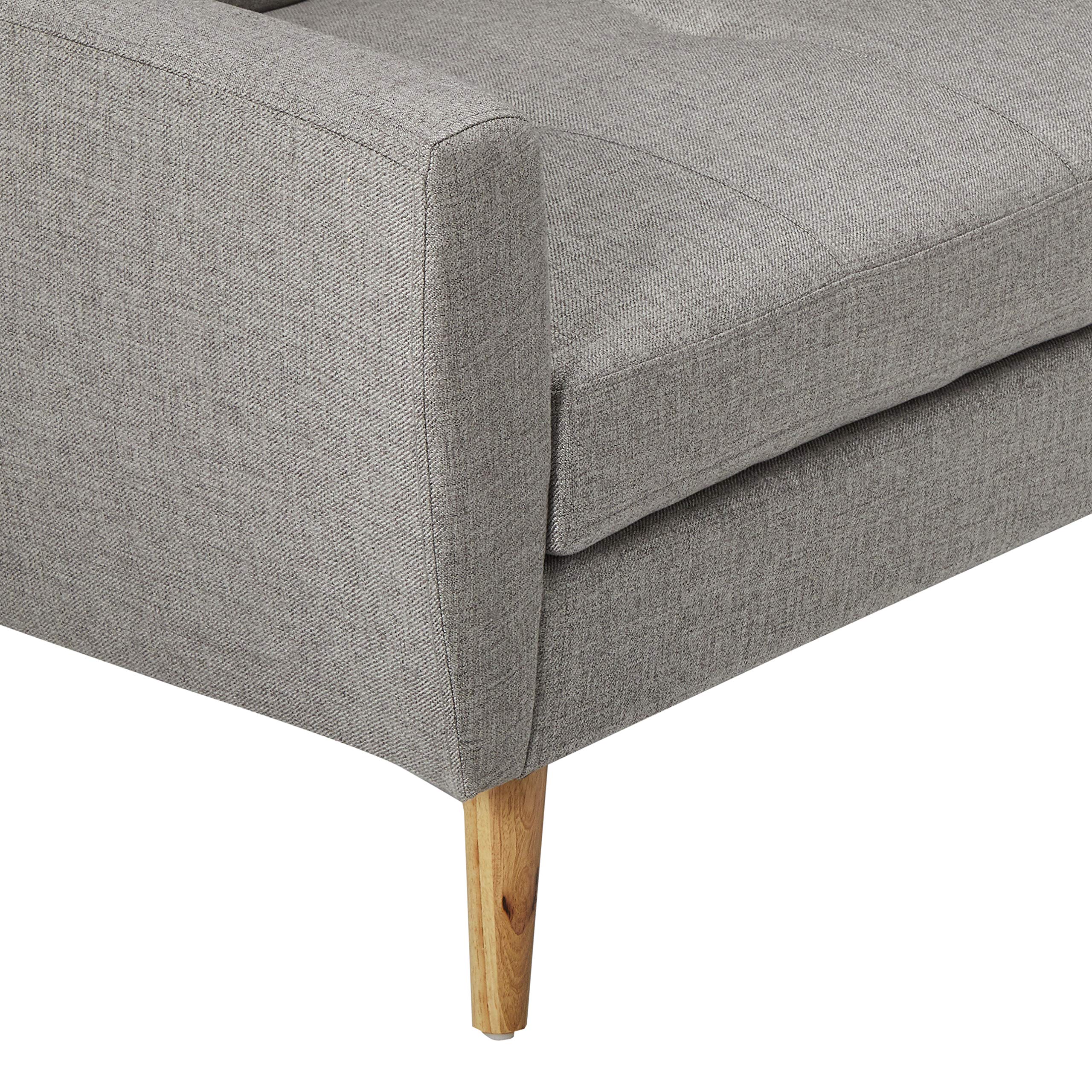 Mid-Century Modern Soft Grey Fabric Loveseat Sofa