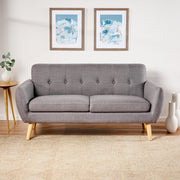 Mid-Century Modern Fabric Loveseat Sofa in Grey