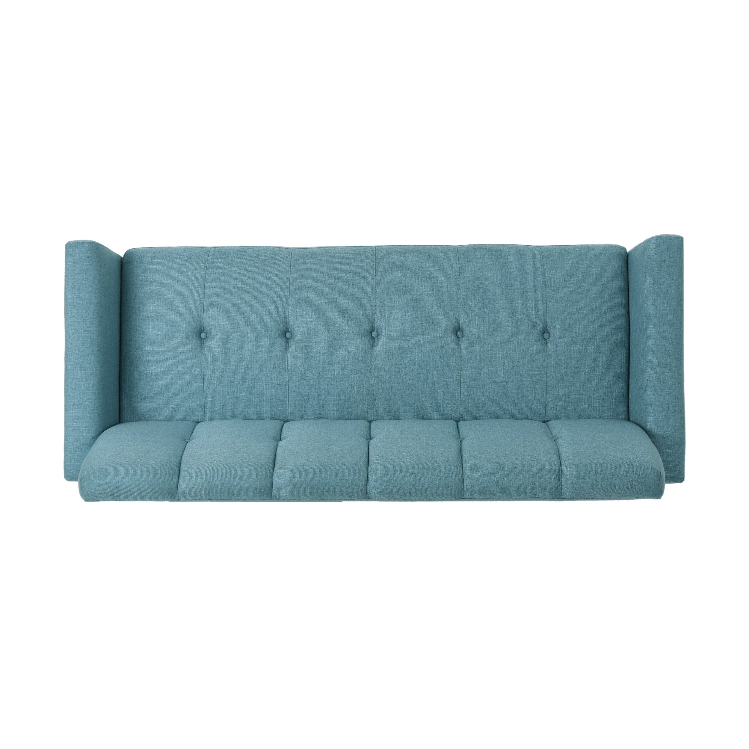 Mid-Century Modern Soft Blue-Green Fabric Loveseat Sofa