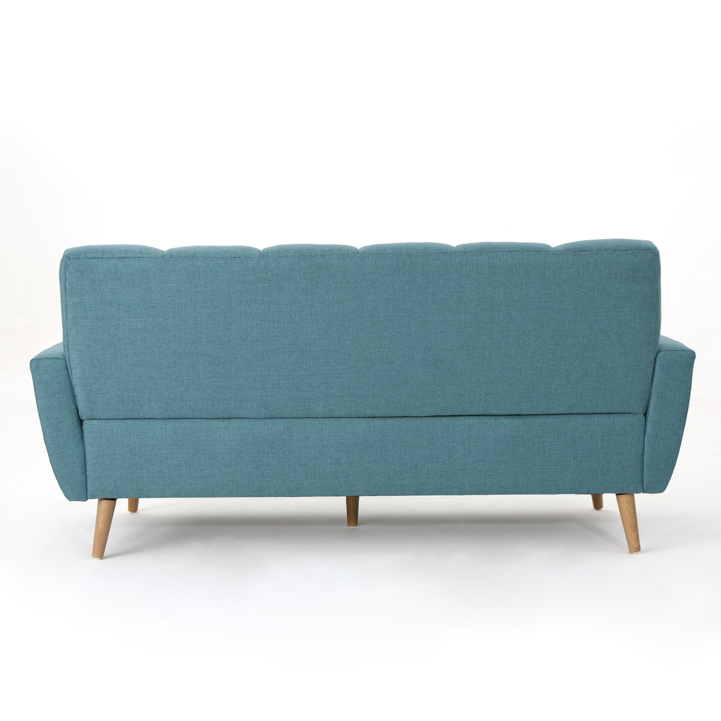 Mid-Century Modern Soft Blue-Green Fabric Loveseat Sofa