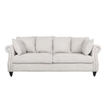 Contemporary Upholstered Fabric Sofa with Hug Pillows, 3-Seater, Beige