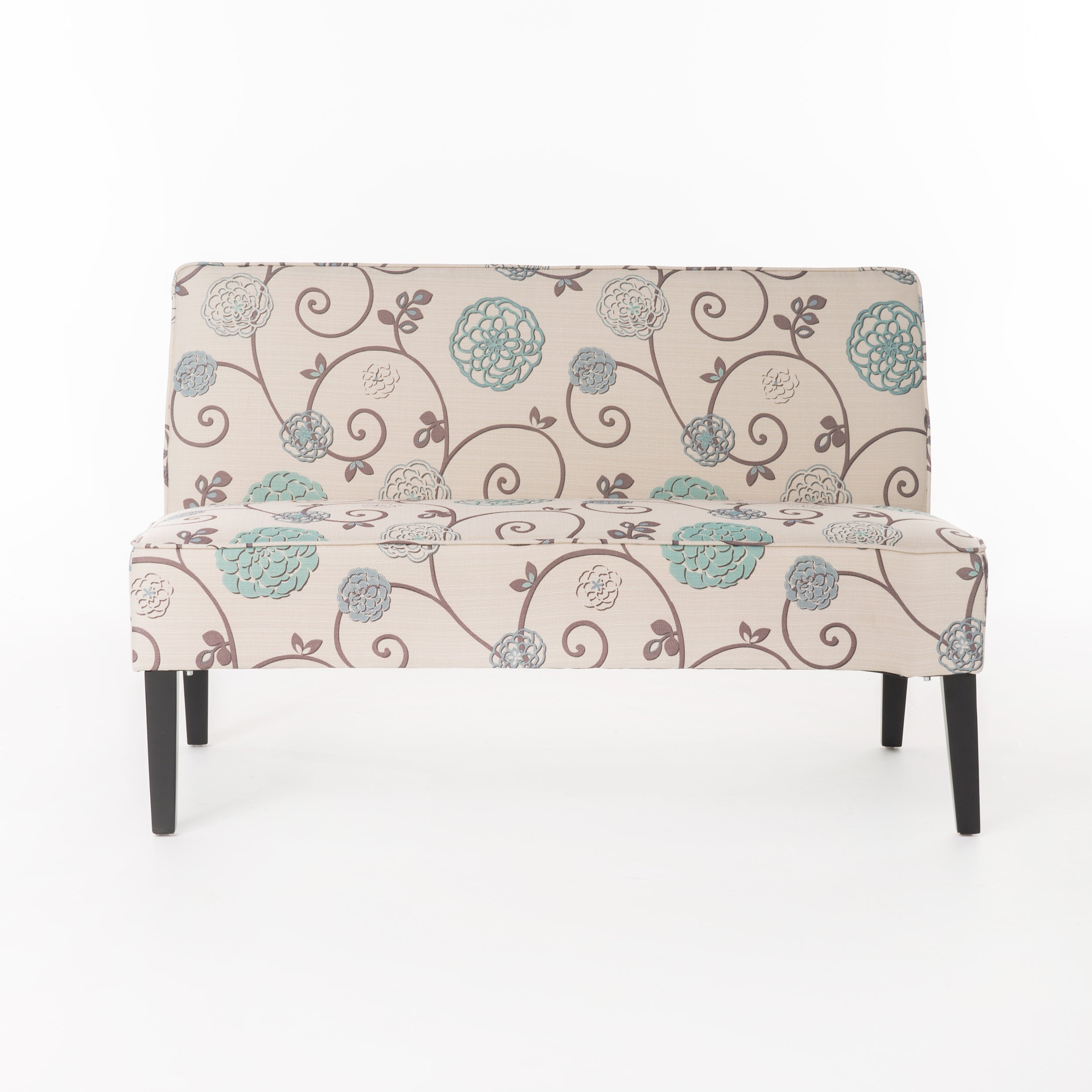 Mid - Century Modern Style Beige Fabric Tufted Loveseat
