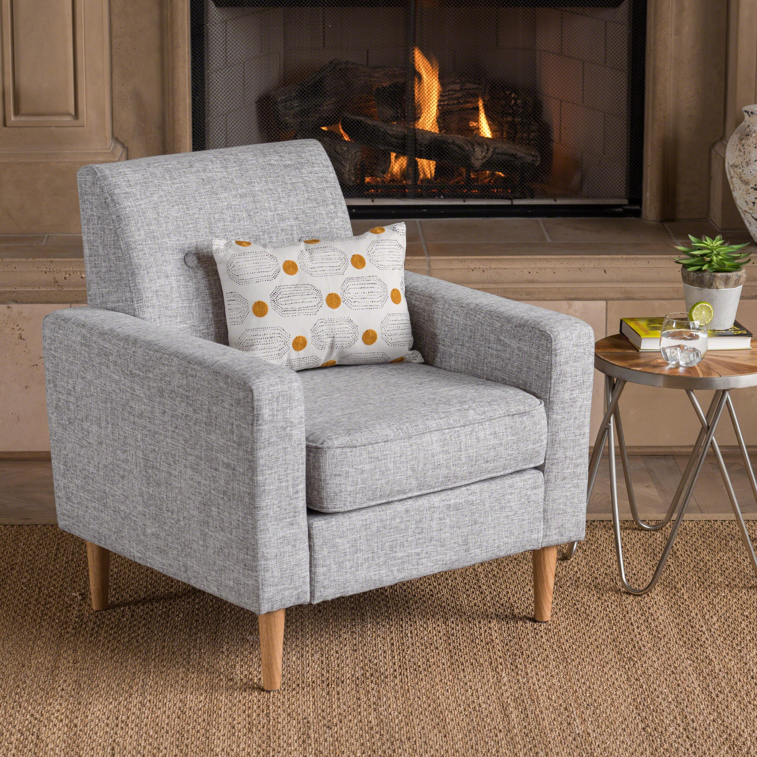 Mid-Century Modern Soft Grey Fabric Loveseat Sofa