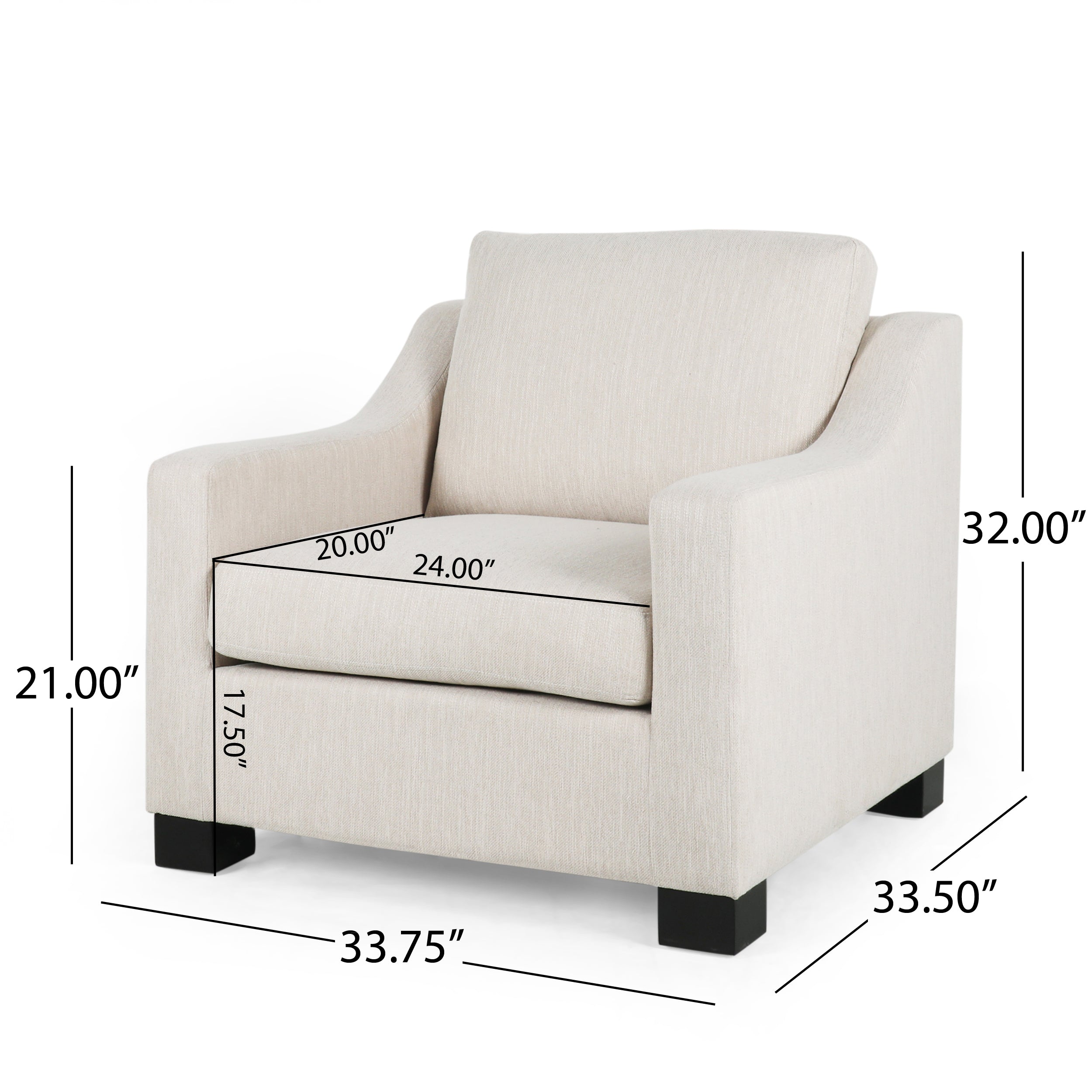 Contemporary Beige Fabric Upholstered Club Chair