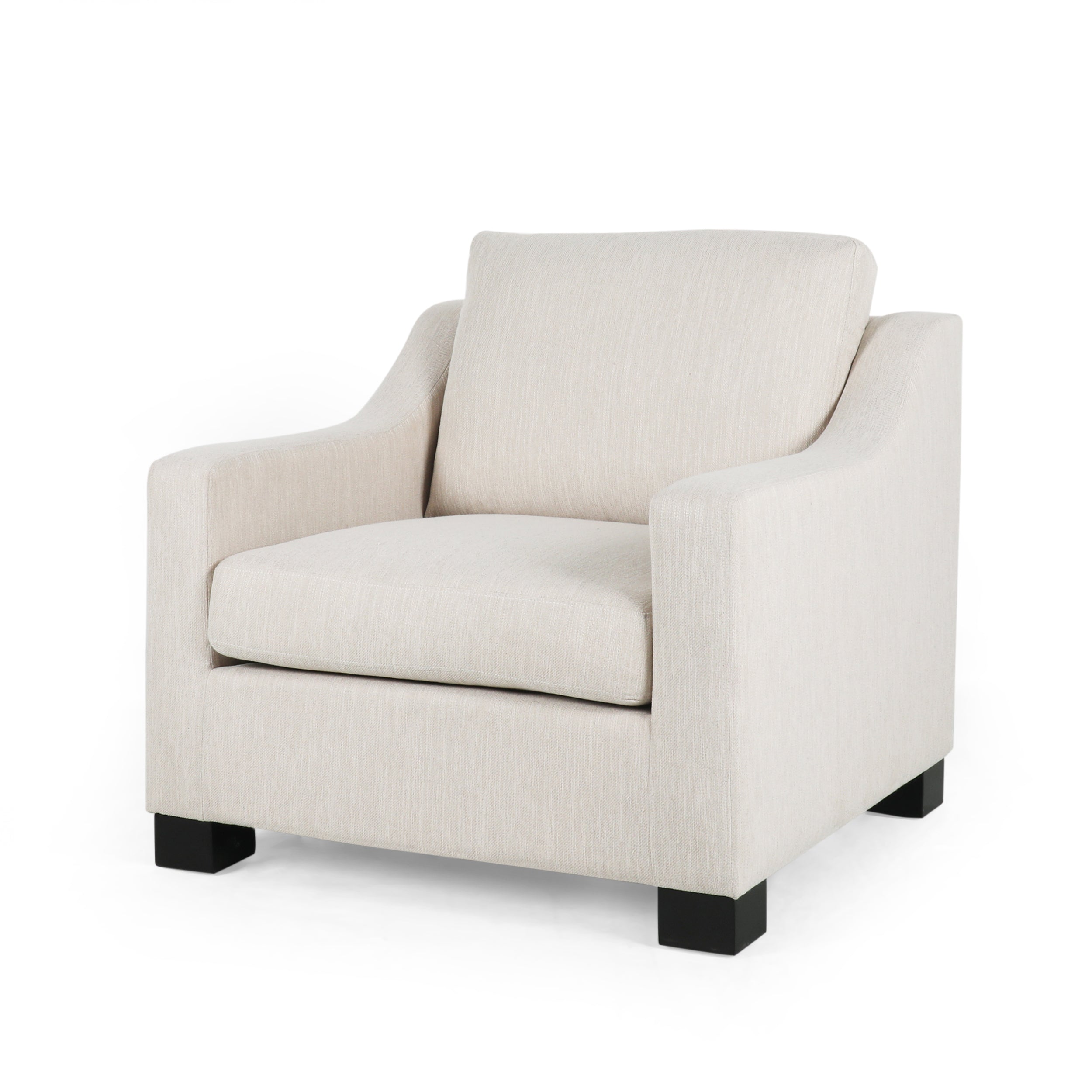 Contemporary Beige Fabric Upholstered Club Chair