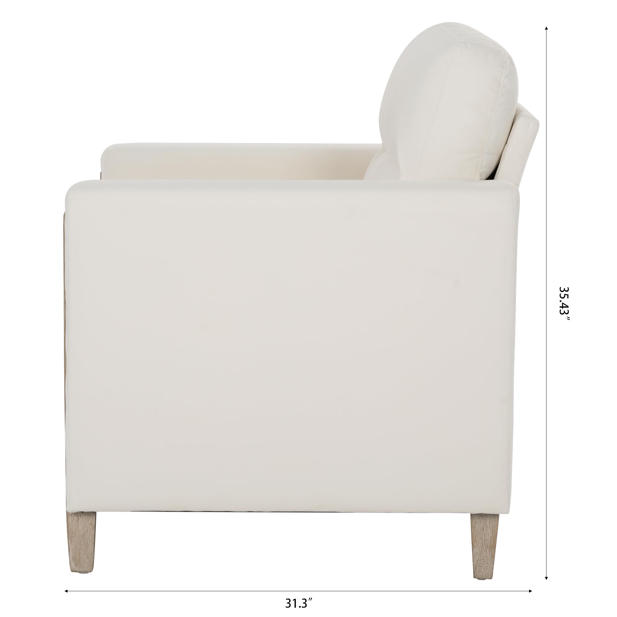 Modern  PU Leather & Velvet Upholstered Single Seater Accent Chair with Rubber Wood Legs