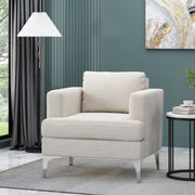 Minimalist Beige/Dark Grey/Navy Blue Fabric Upholstered Club Chair