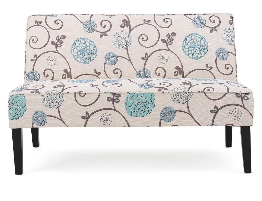 Mid - Century Modern Style Beige Fabric Tufted Loveseat