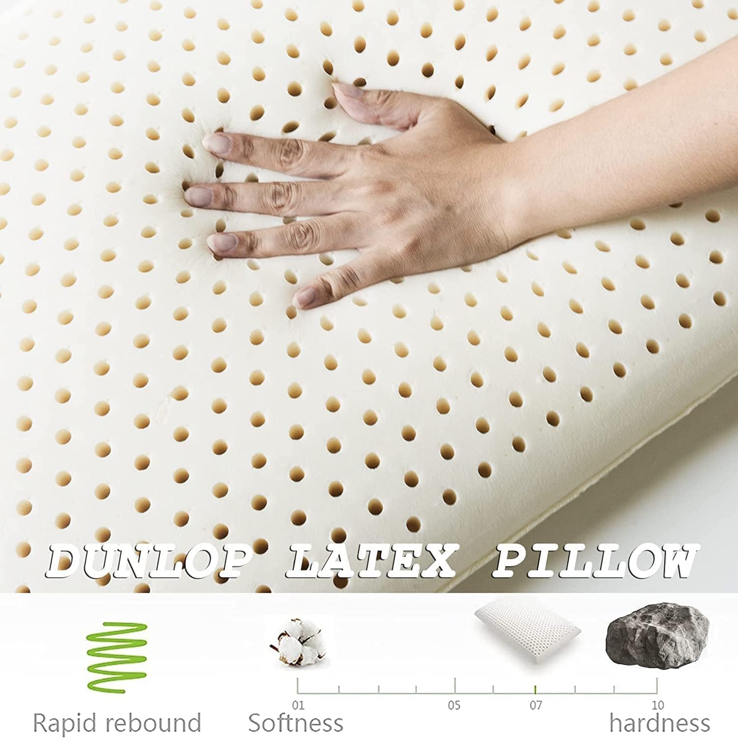TALATEX Premium Natural Dunlop Latex Pillow - Eases Neck&Shoulder Pain