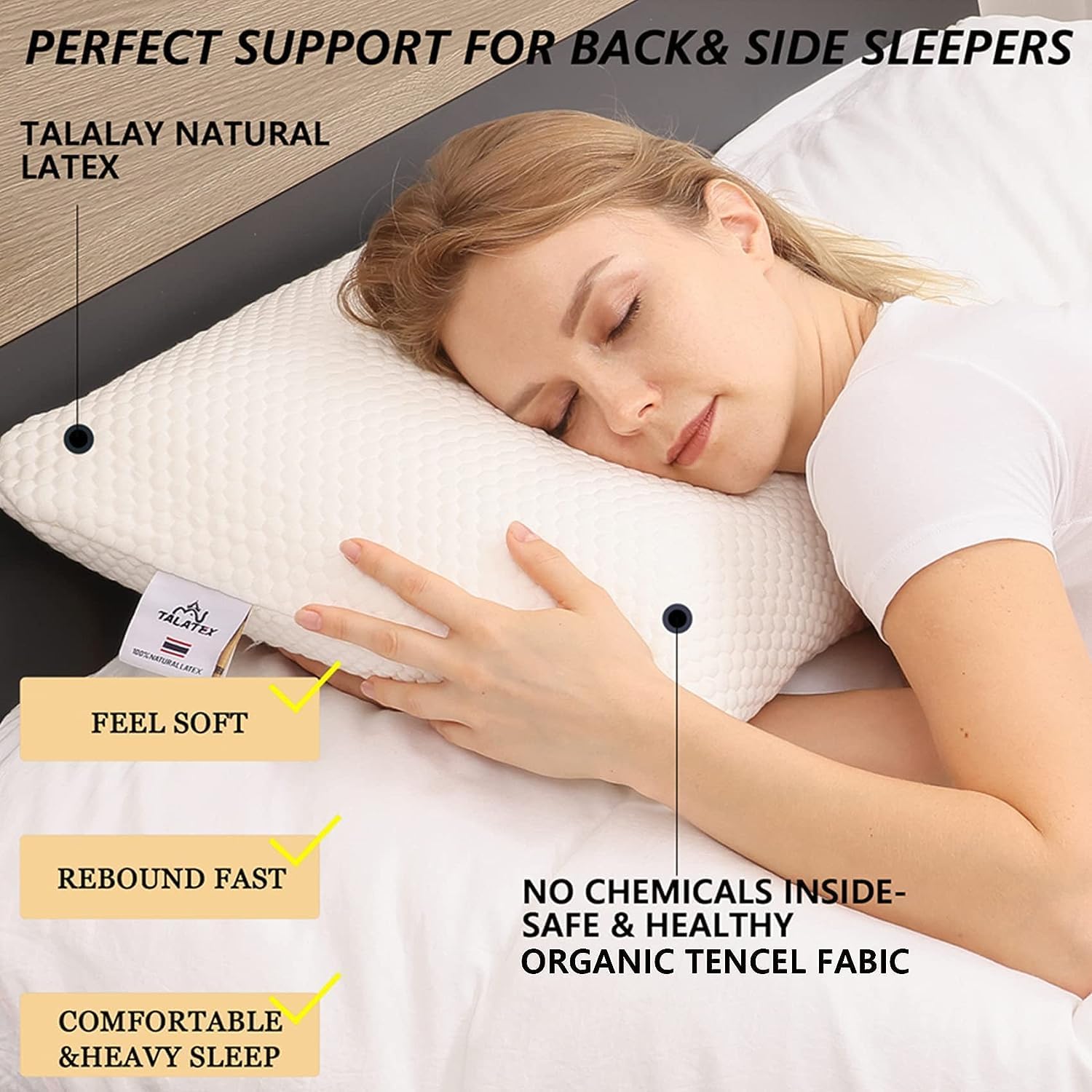 100% Natural Premium Talalay Latex Pillow –Helps Relieve Pressure