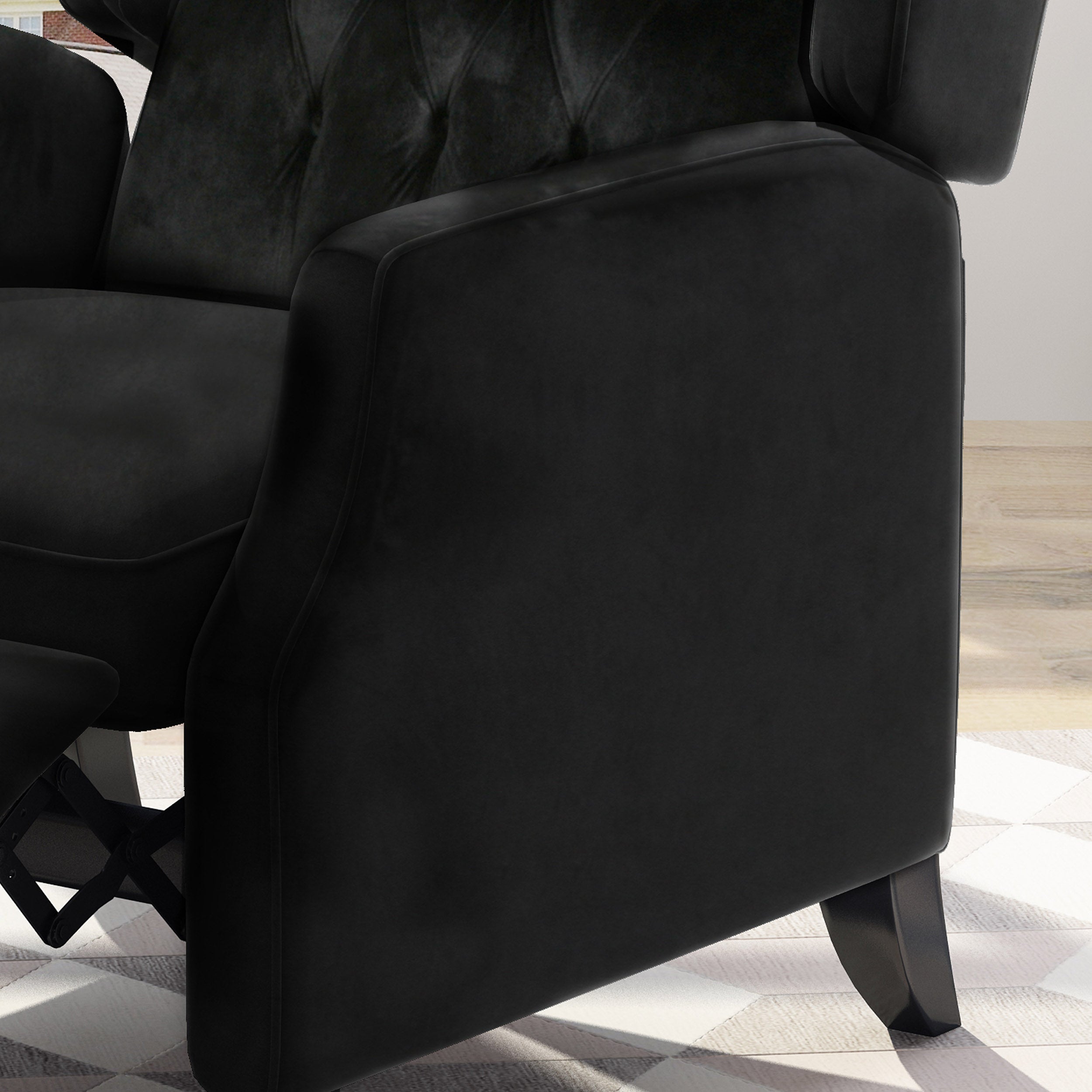 Eeeza Classic High-Back Tufted Armchair, Wingback, Birch, Black