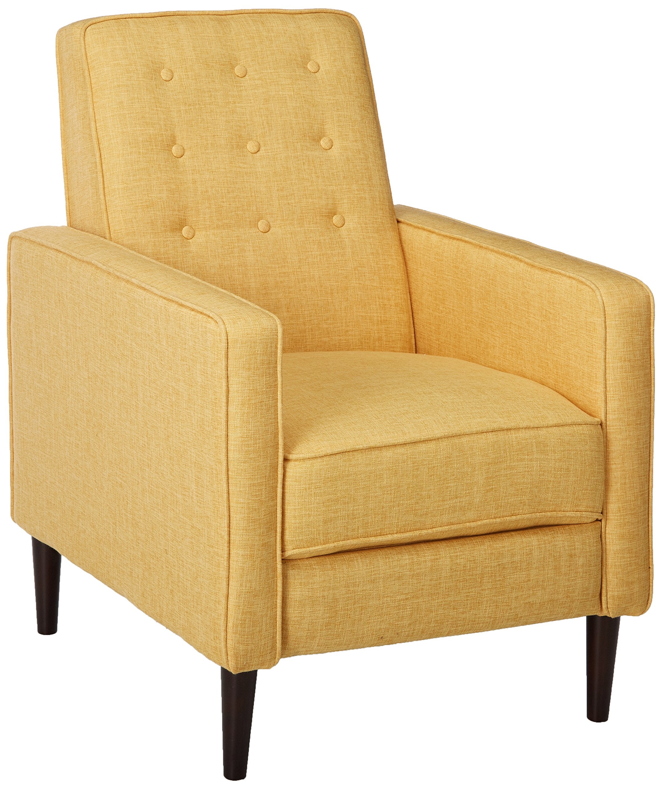 Mid-Century Modern Yellow Tufted Back Microfiber Upholstered Armchair