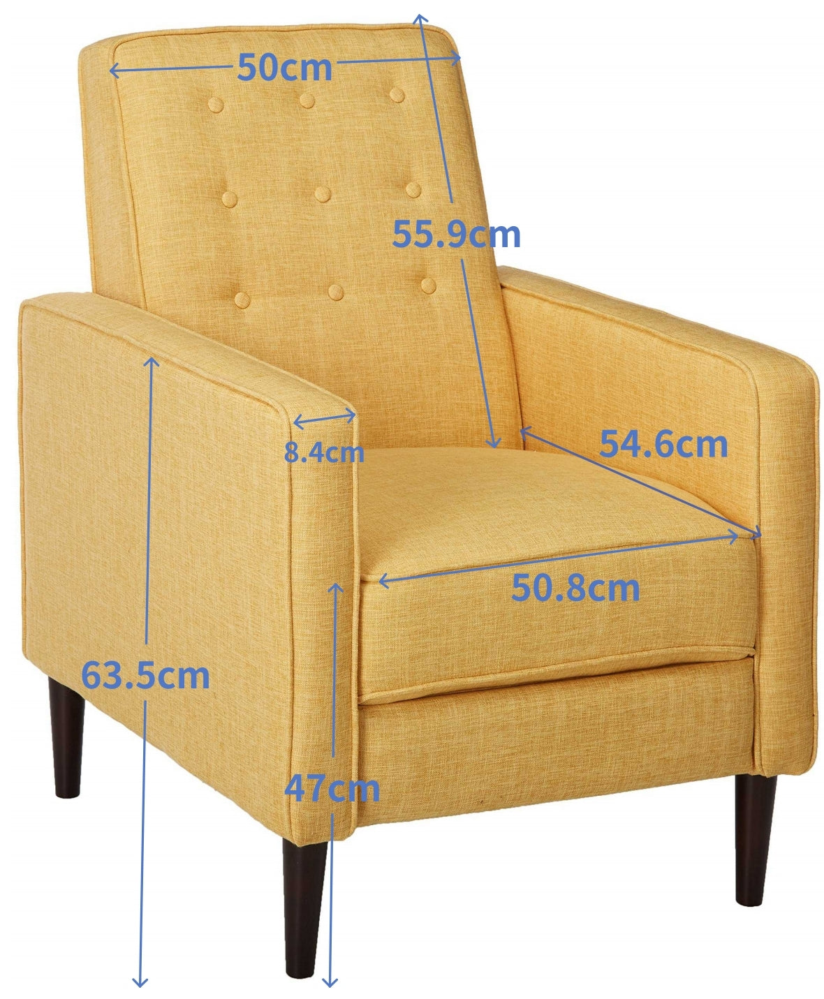 Mid-Century Modern Yellow Tufted Back Microfiber Upholstered Armchair