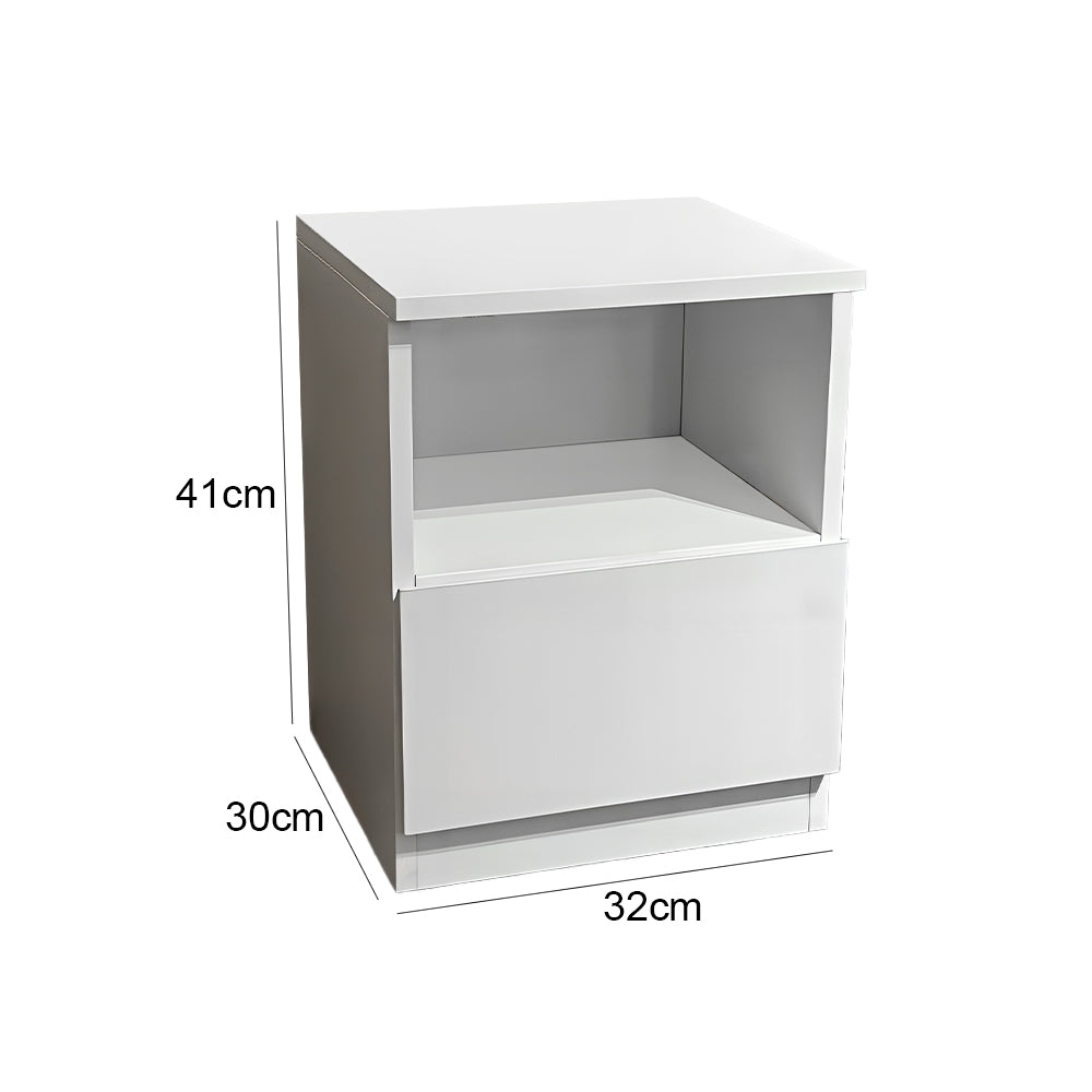 JUKEY Open-Style Bedside Table with Drawer - White 32*30*41cm