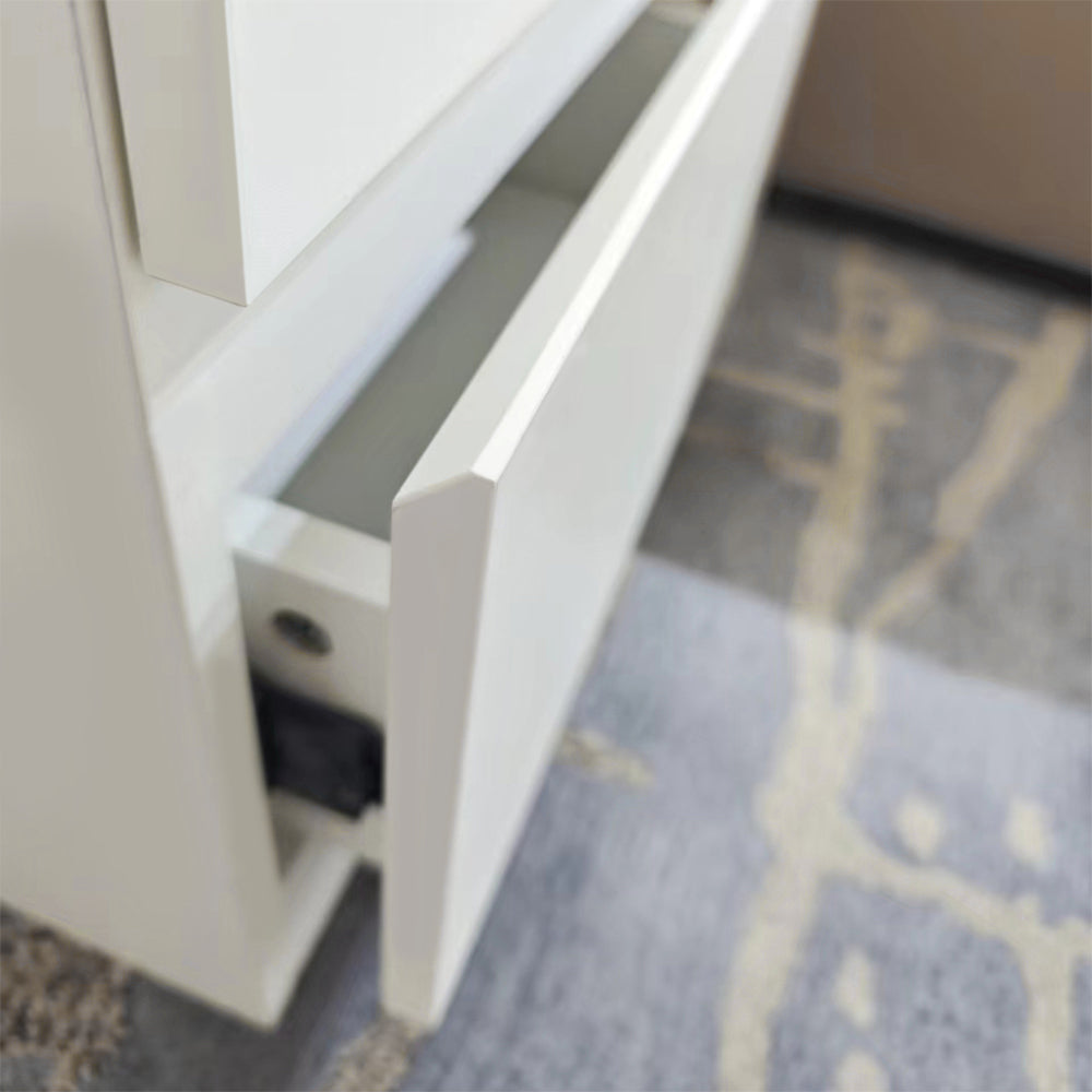 JUKEY Modern Simple Bedroom Double Drawers Nightstand – White 38*40*55cm