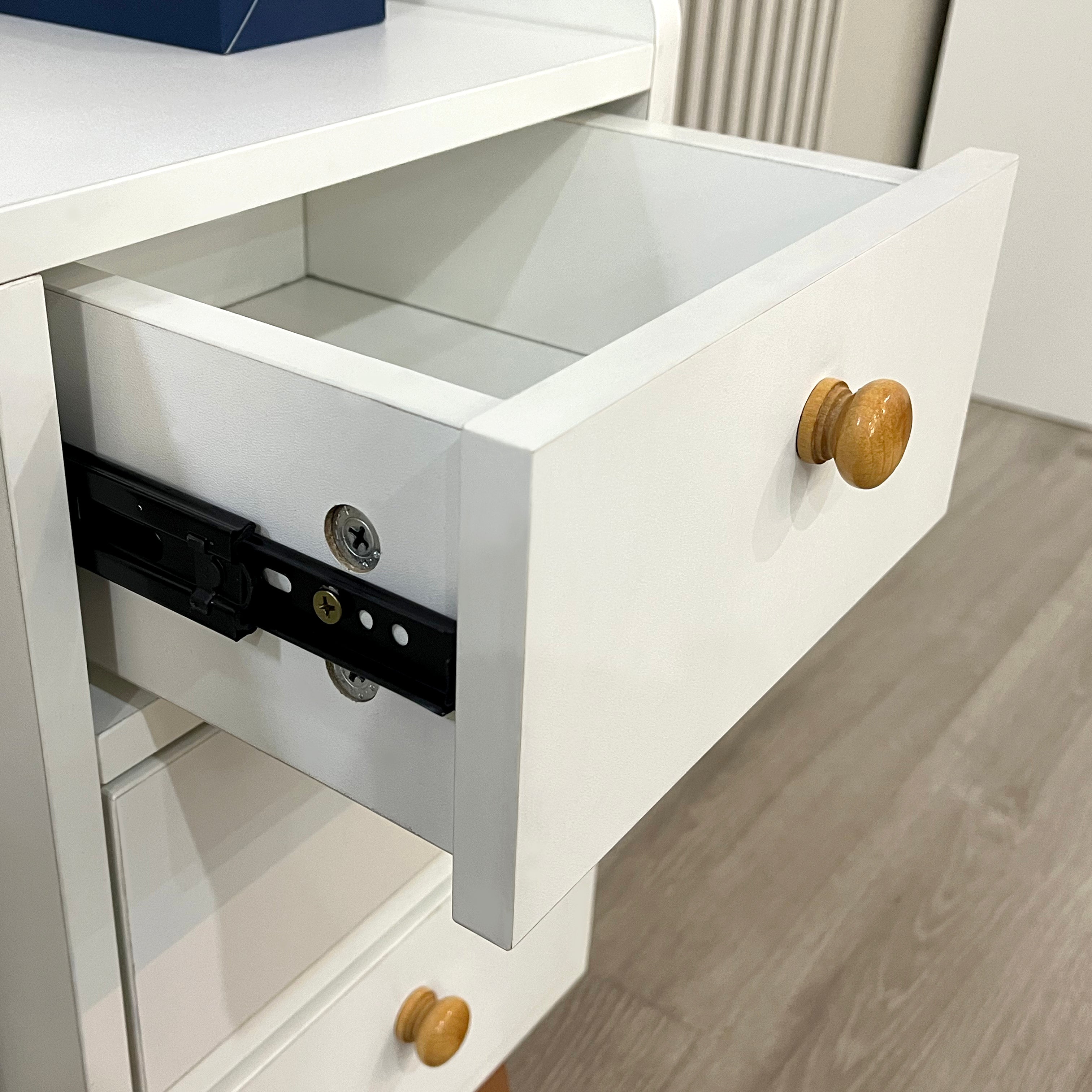 JUKEY Multi-Functional Bedside Table Simple Storage Rack – White 43*30*62cm