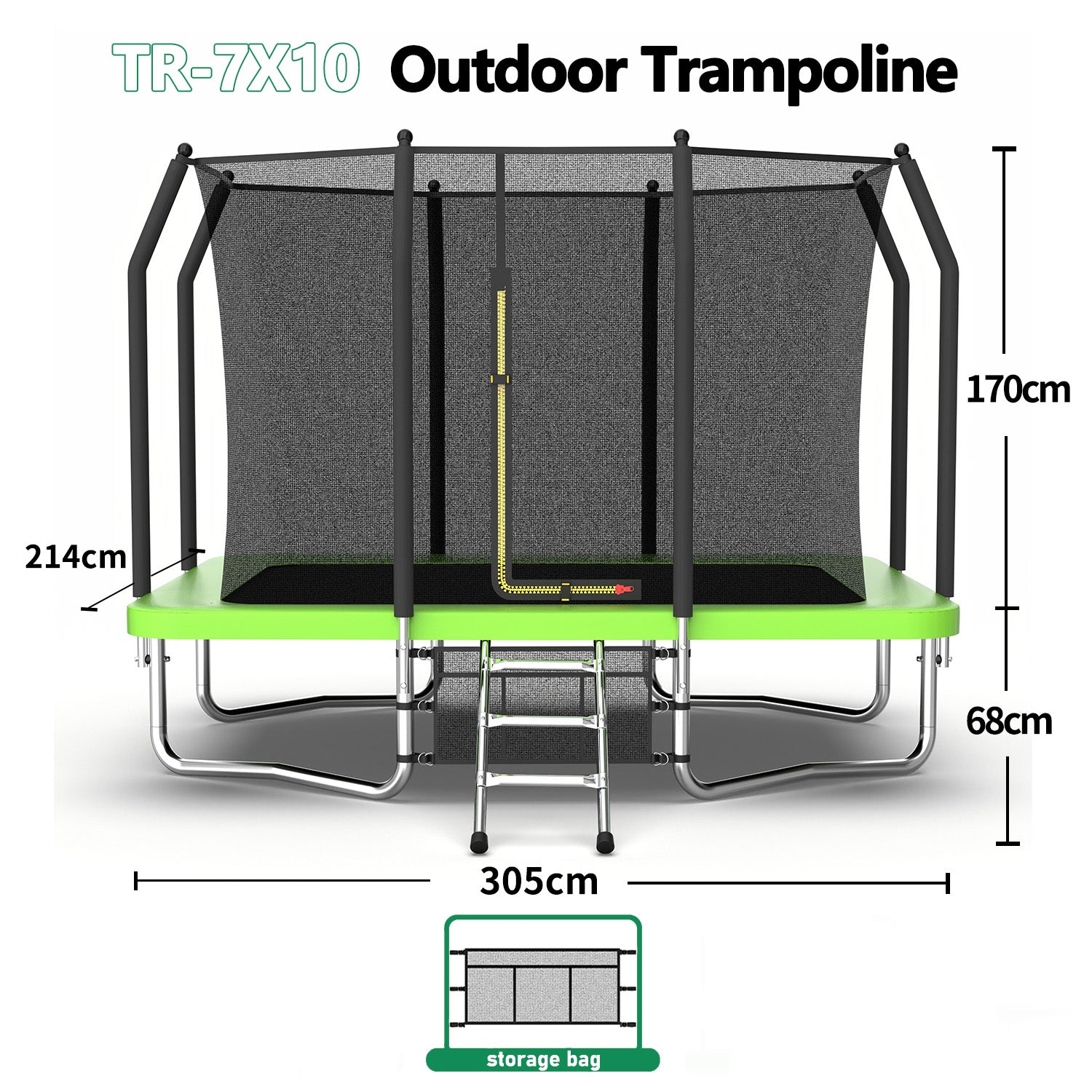 7FT x 10FT Rectangle Outdoor Trampoline, Recreational Trampoline for Kids with Safety Enclosure Net