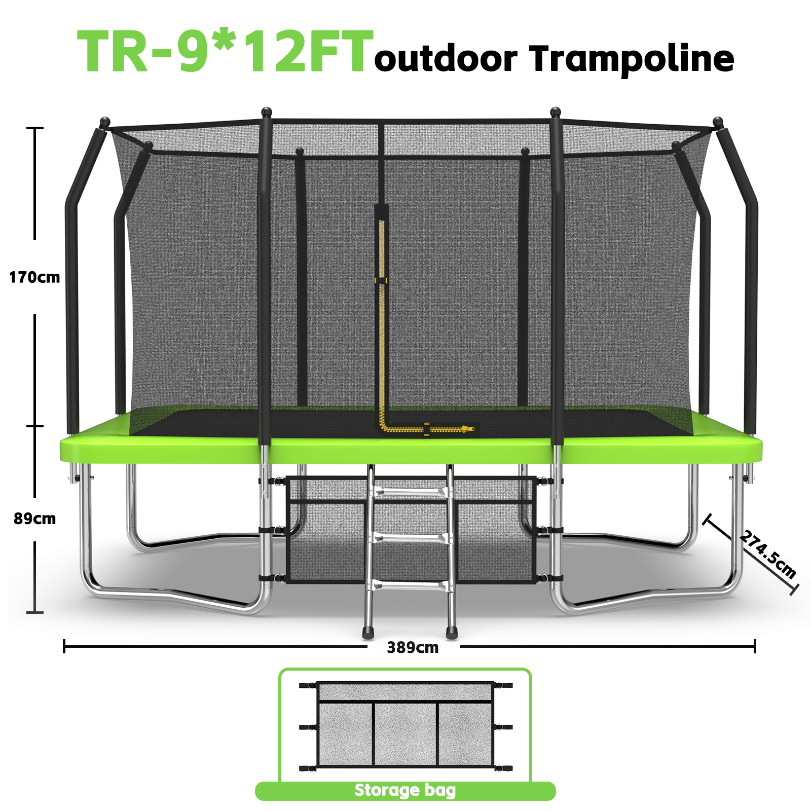 9FT x 12FT Rectangle Trampoline - Perfect Outdoor Trampoline for Kids - Recreational Trampoline