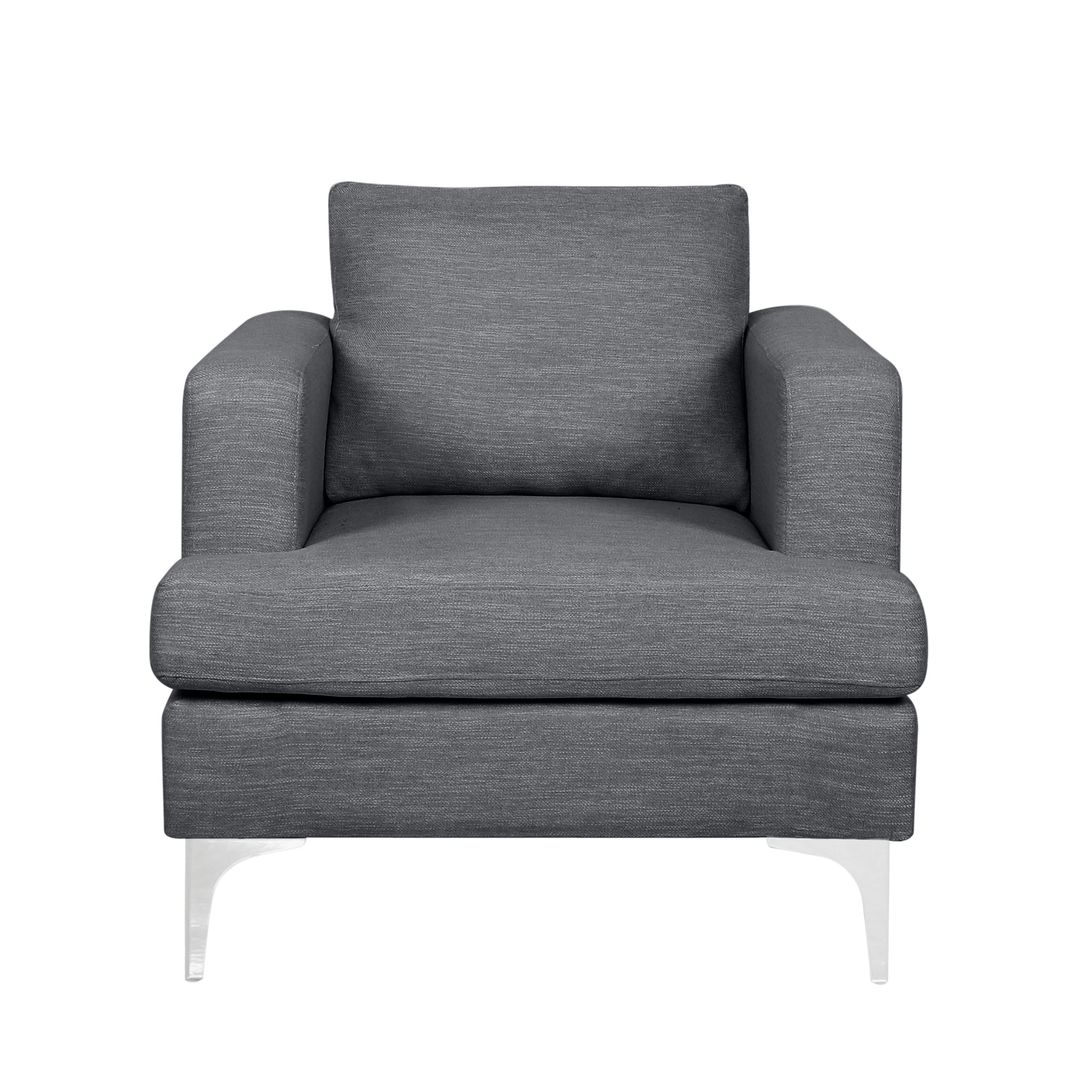 Minimalist Beige/Dark Grey/Navy Blue Fabric Upholstered Club Chair