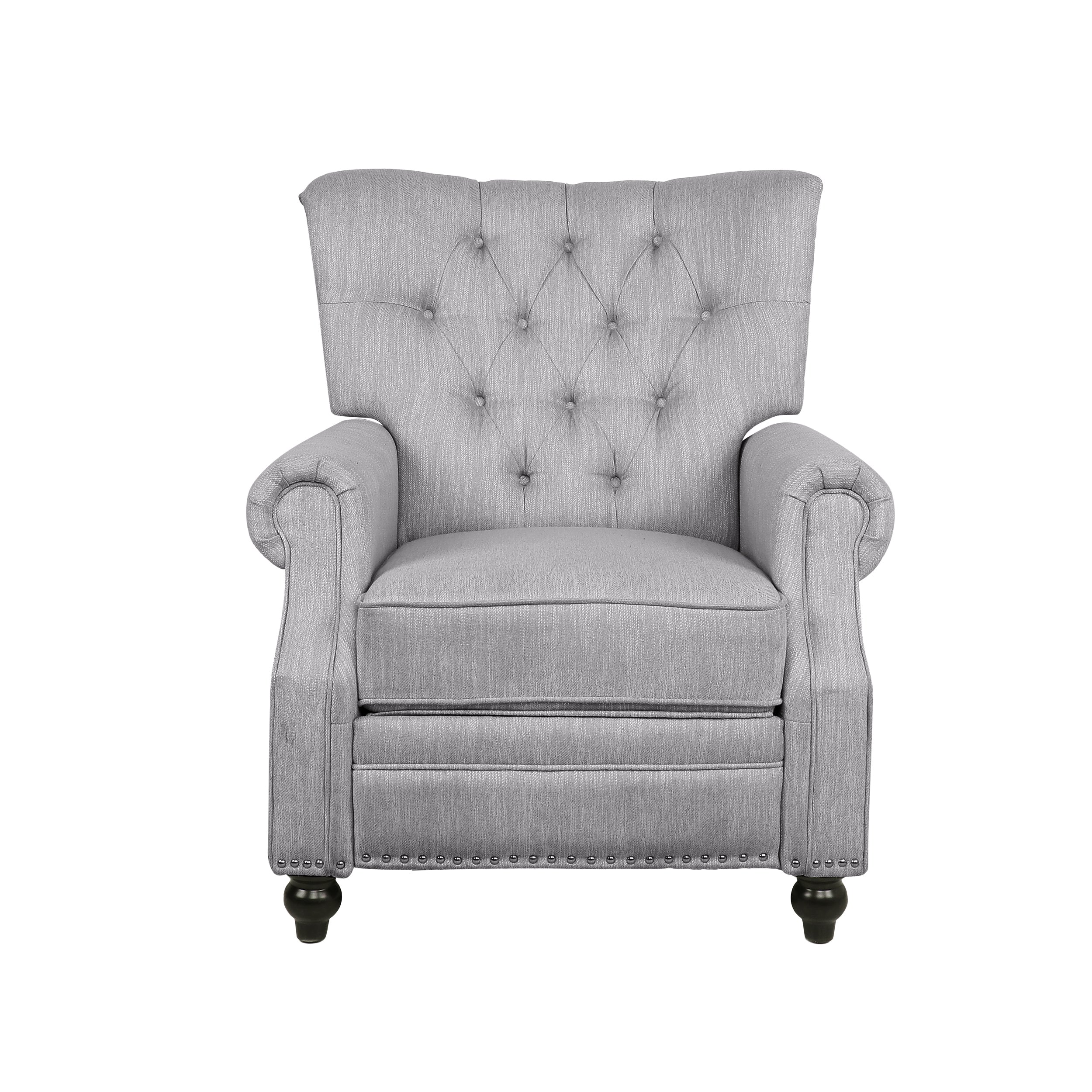 Classic Grey Button-Tufted Heavy-Duty Manual Recliner Sofa Chair