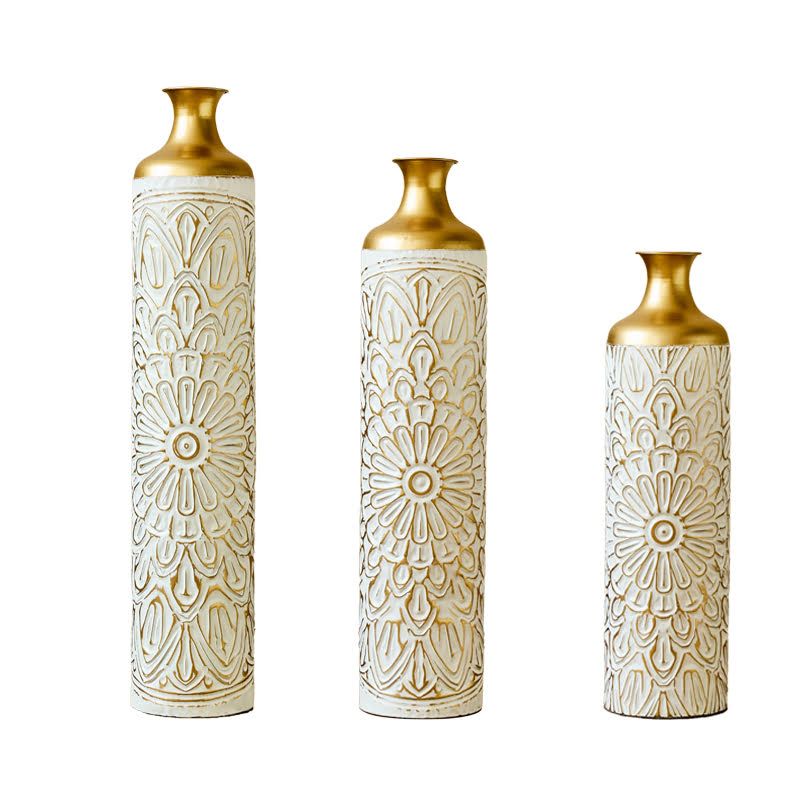 3-piece home decoration large glazed metal vase -- Floor metal vase modern style decoration home