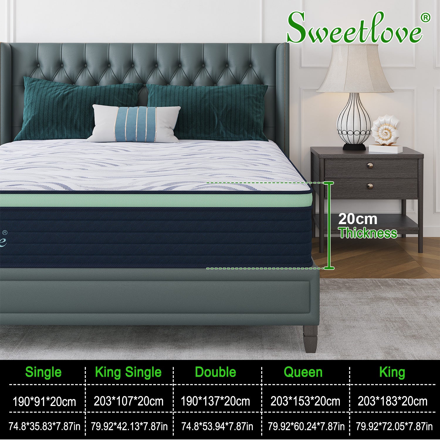 Sweetlove Mattress Queen Double King Single Bed Orthopedic Cool Gel Memory Foam