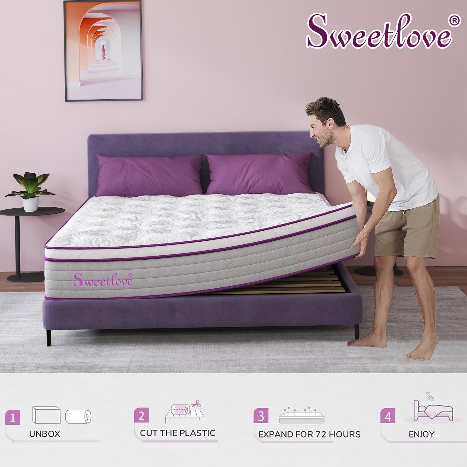 Sweetlove Queen Double King Single Bed Mattress Lavender Memory Foam No Spring