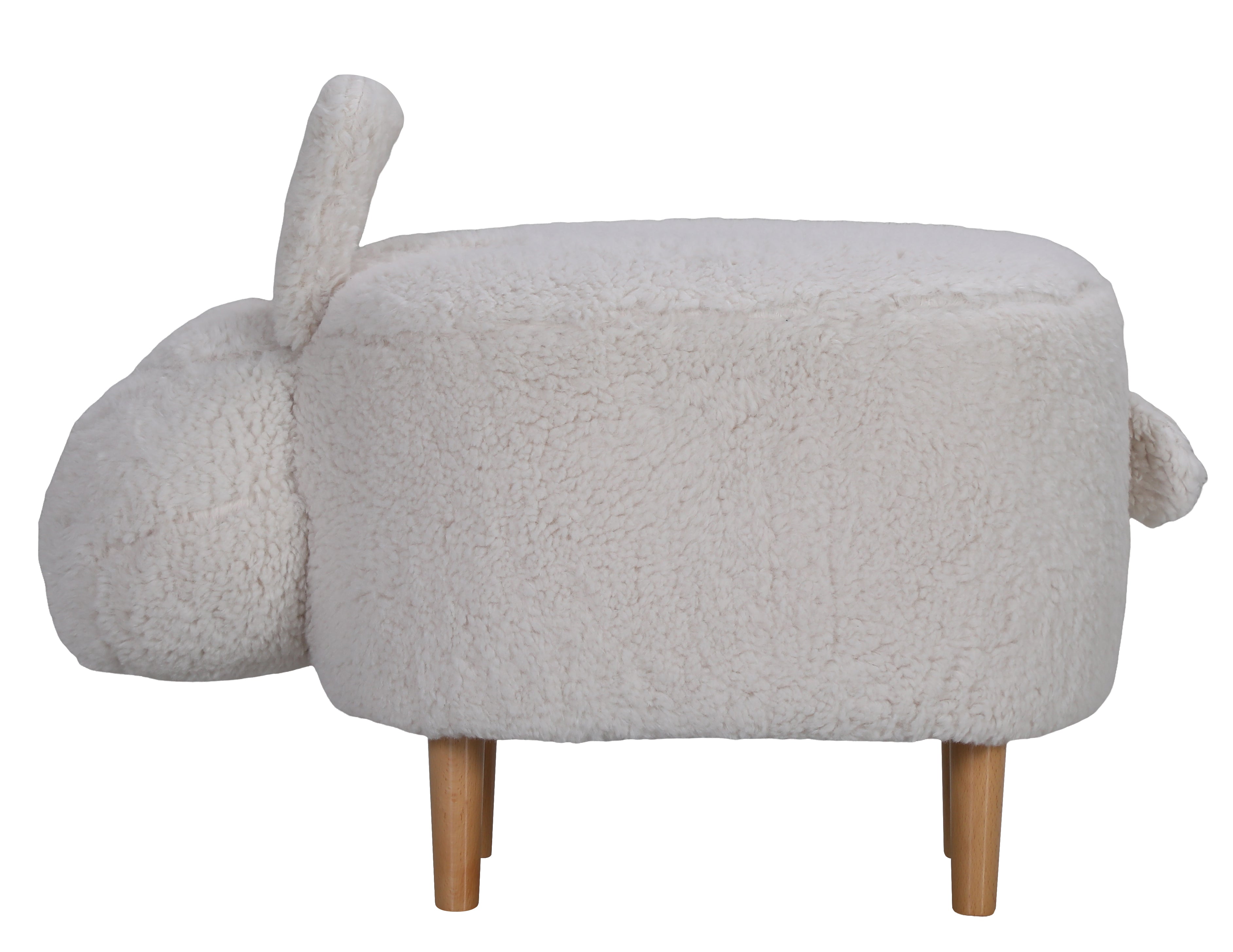 Playful White Multi-Functional Plush Rabbit Footrest Stool