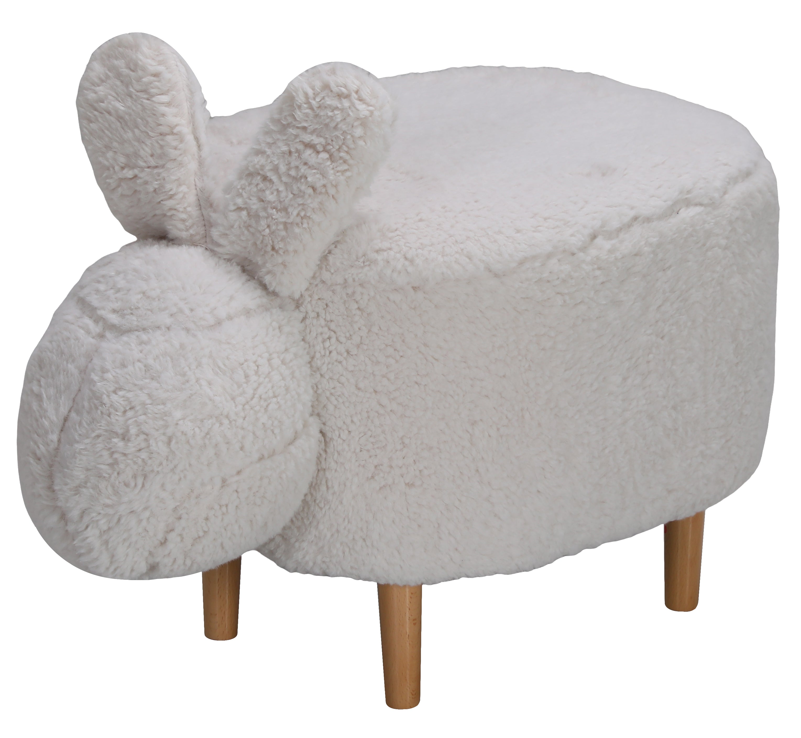 Playful White Multi-Functional Plush Rabbit Footrest Stool
