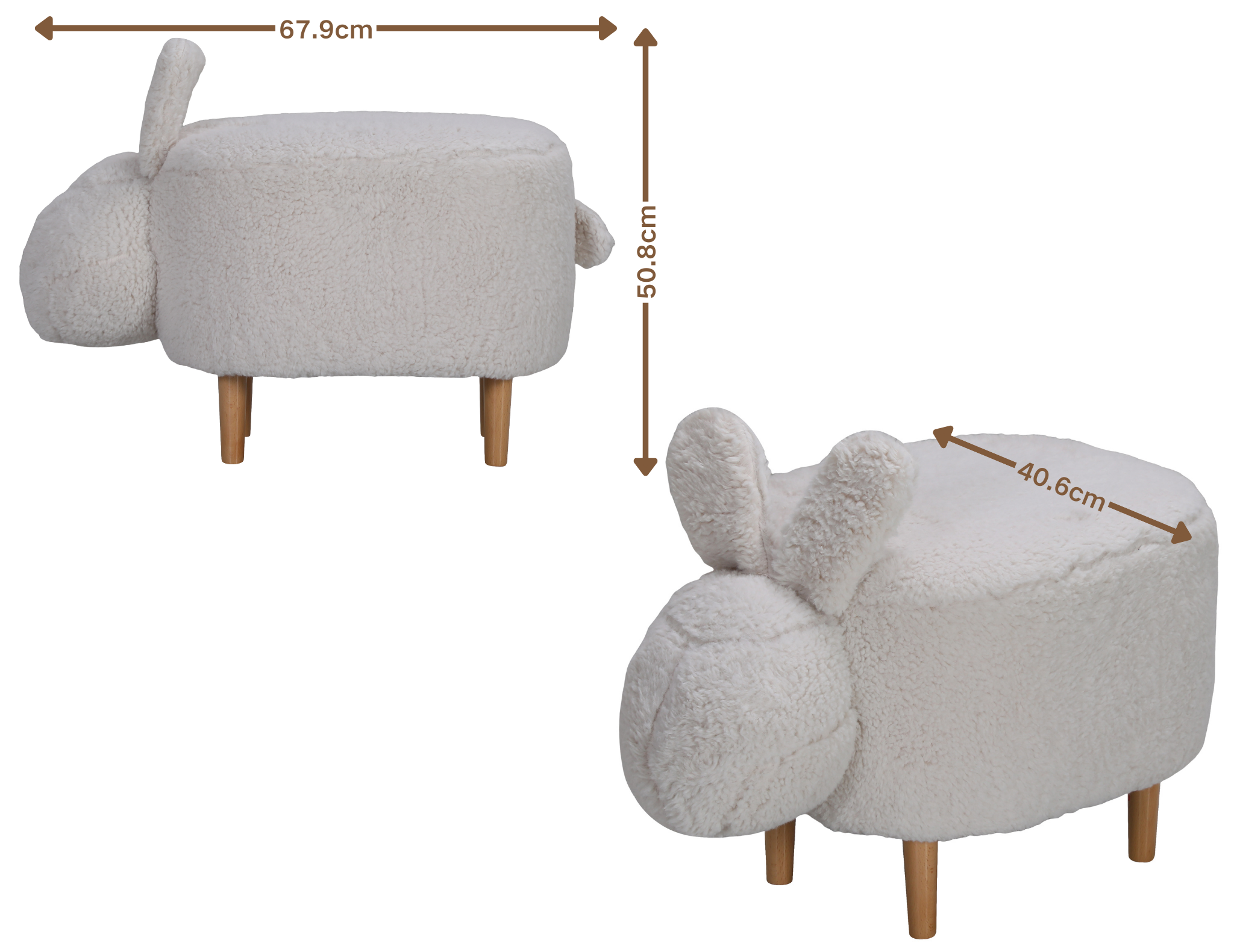 Playful White Multi-Functional Plush Rabbit Footrest Stool