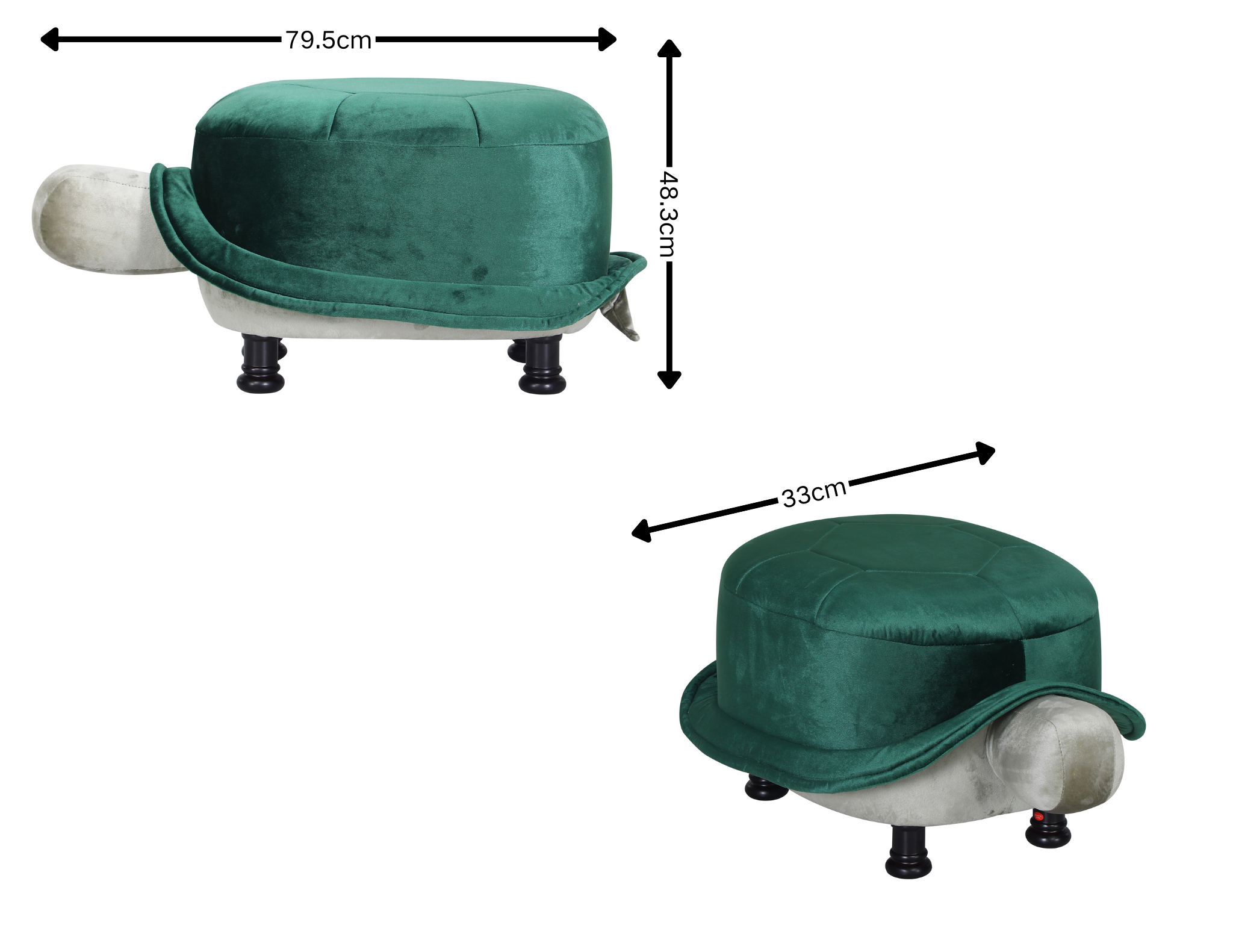 Elegant Emerald Green Multi-Functional Velvet Turtle Footrest Stool