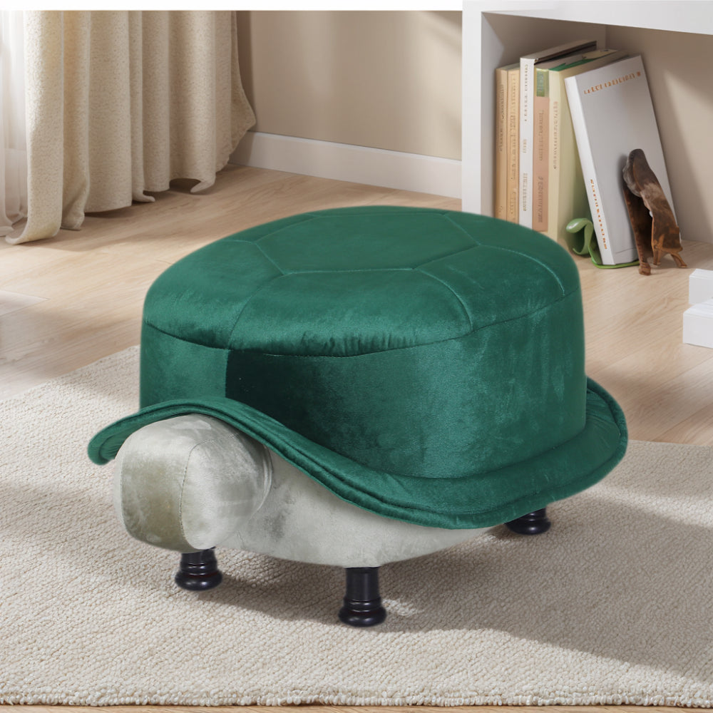 Elegant Emerald Green Multi-Functional Velvet Turtle Footrest Stool