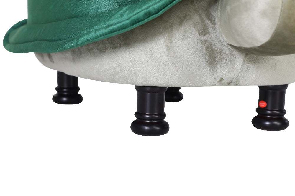 Elegant Emerald Green Multi-Functional Velvet Turtle Footrest Stool