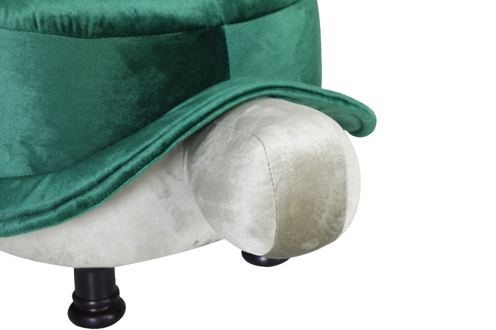 Elegant Emerald Green Multi-Functional Velvet Turtle Footrest Stool