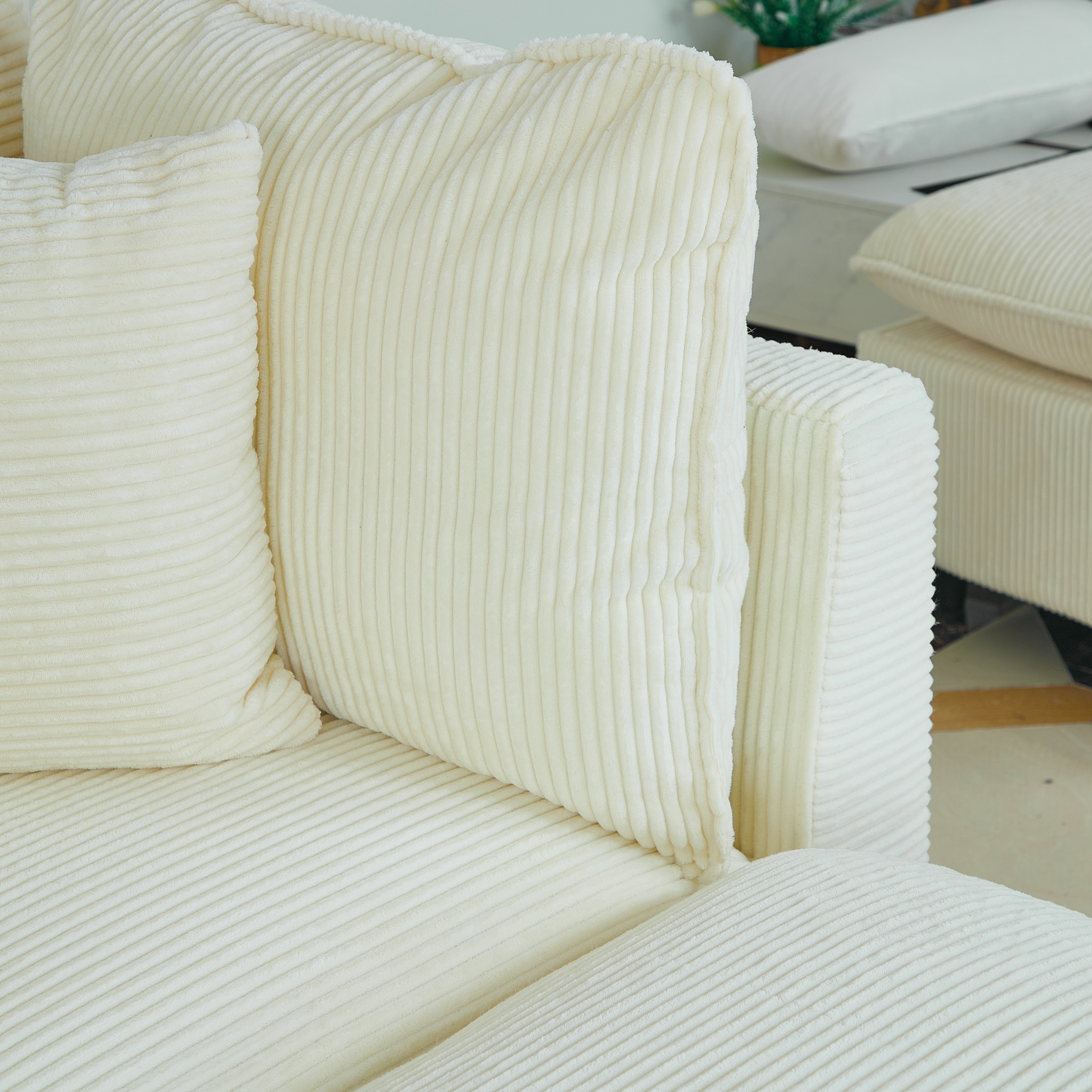 Compact dual seat fabric sofa, saving space and providing comfortable sitting experience