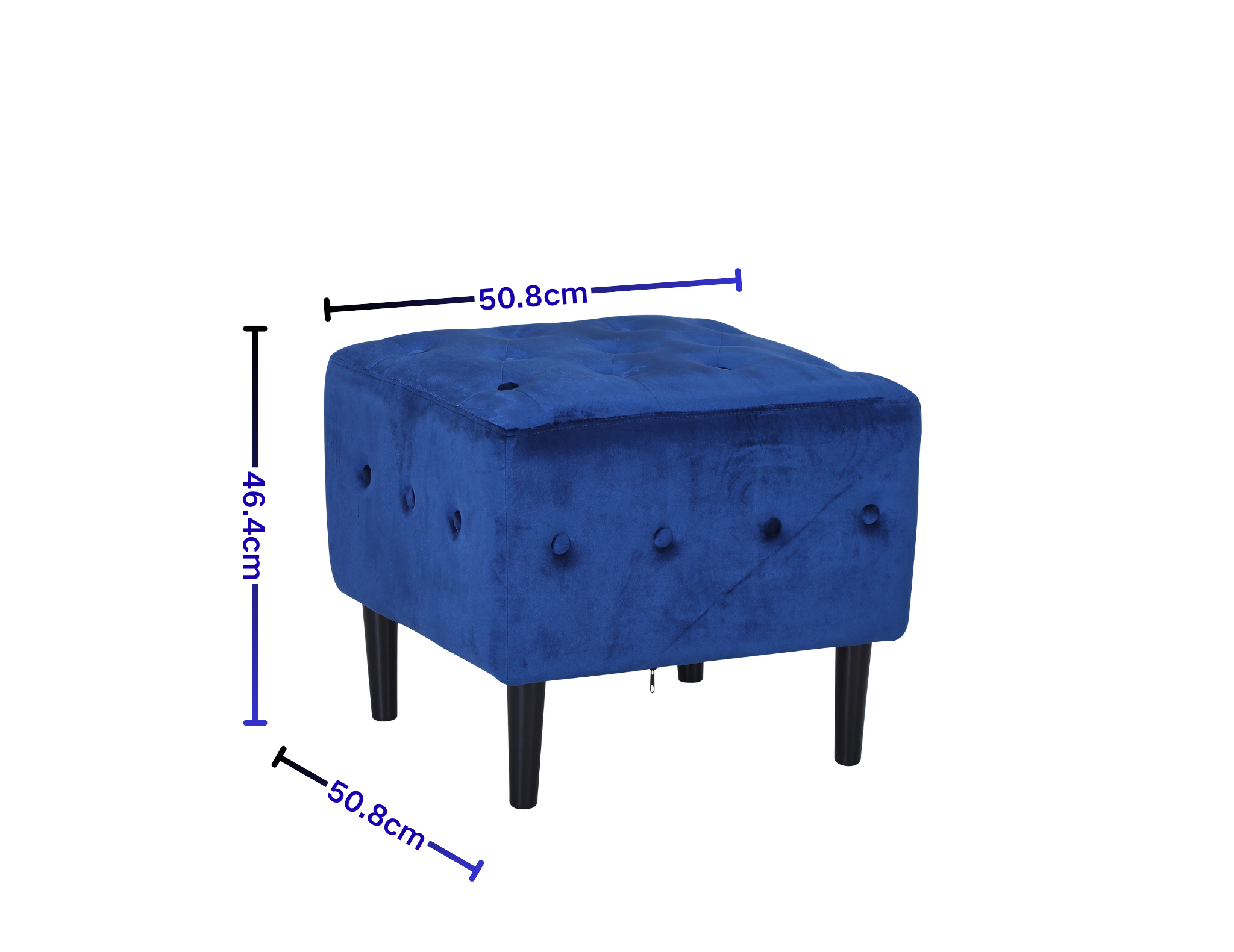 Modern Navy Blue Tufted Chenille Ottoman Footstool
